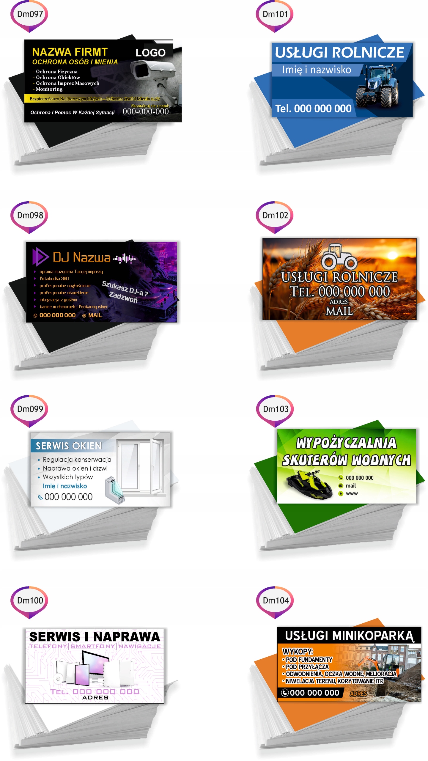 Wizytówki REKLAMOWE Foliowane 1000 szt USŁUGI REMONTOWO WYKOŃCZENIOWE