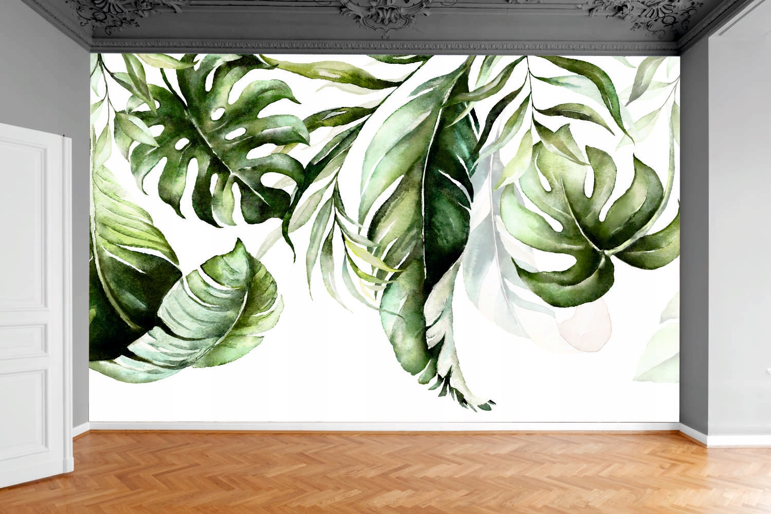 Fototapeta TROPIKALNE ZIELONE KWIATY DŻUNGLI LIŚĆ