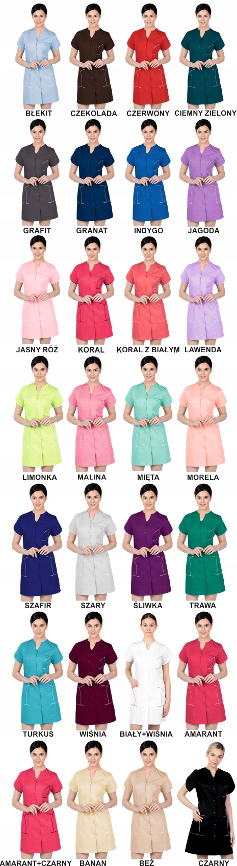 Fartuch medyczny kosmetyczny damski firmowy z HAFTEM TWOIM LOGO NAPISEM