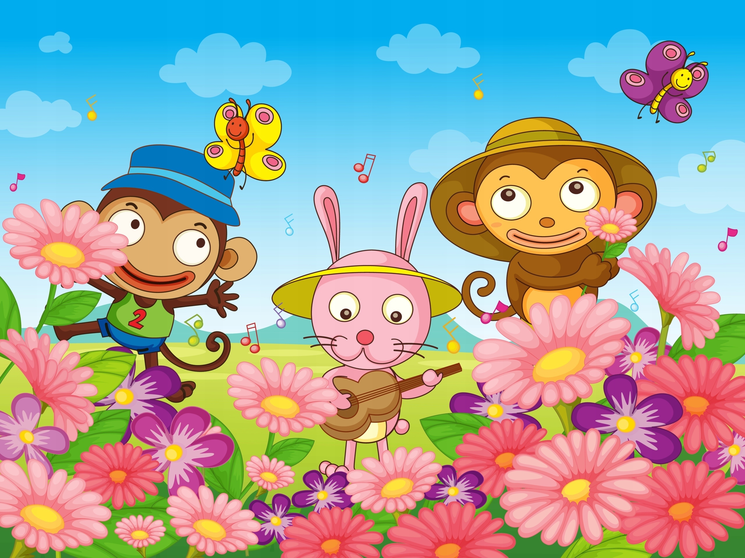 FOTOTAPETA dziecięca KWIATKI BAJKOWY ŚWIAT 395x280