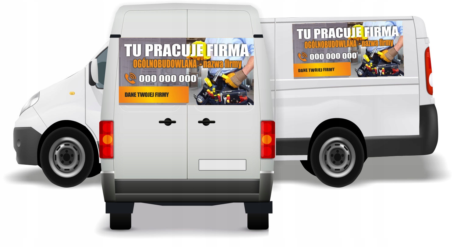 Reklama Naklejka na samochód TU PRACUJE FIRMA