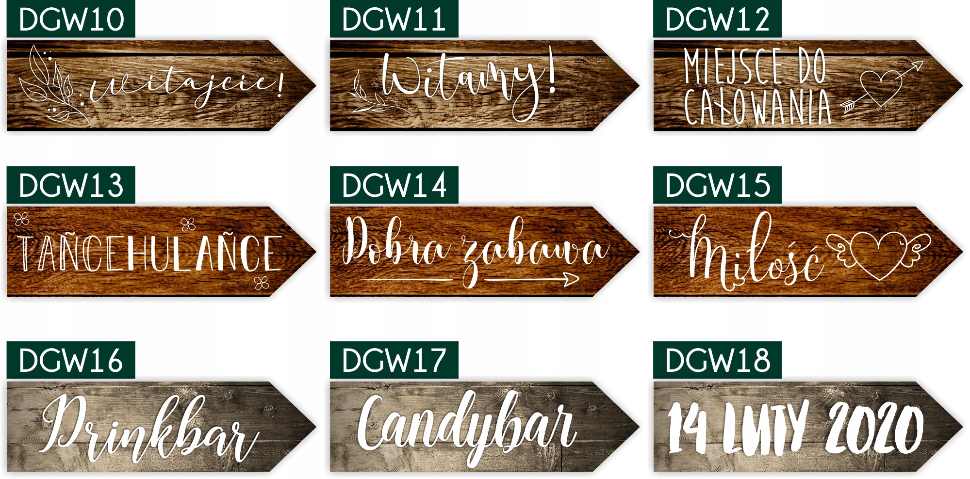 TABLICZKI ślubne STRZAŁKI DROGOWSKAZY WESELE napis