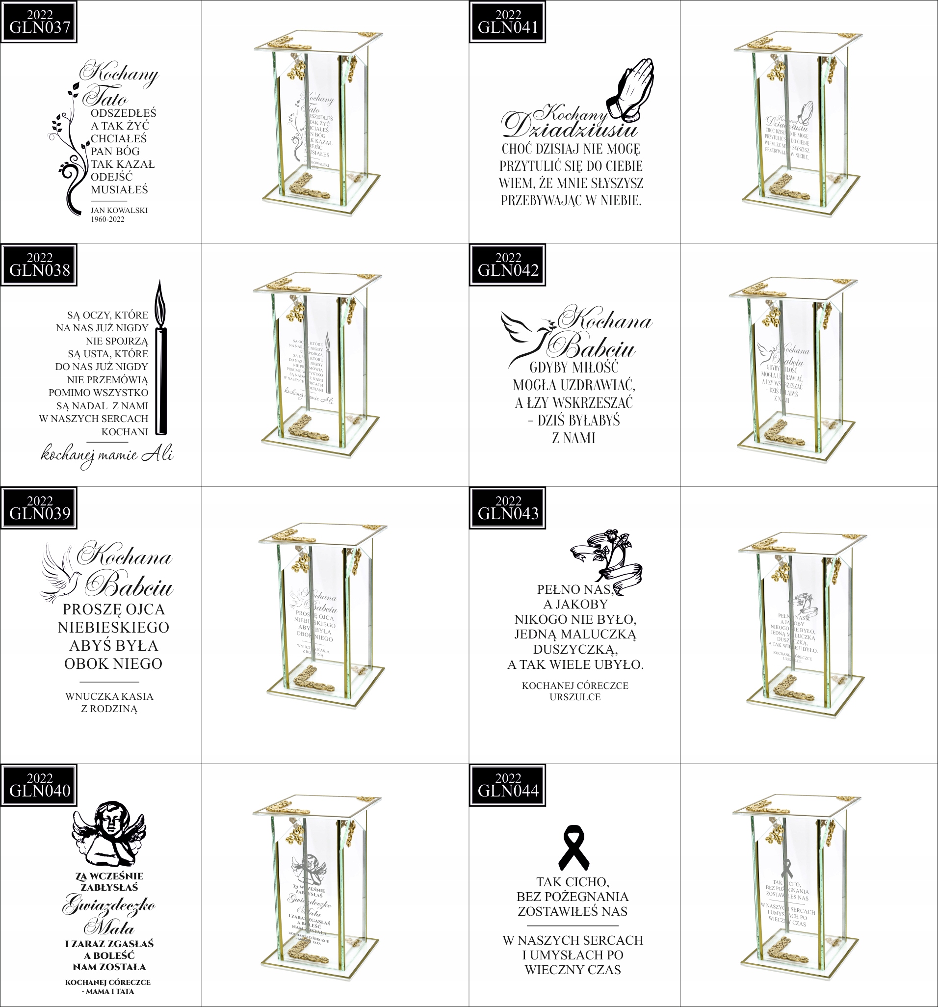 Ekskluzywny znicz szklany złoto biały PERSONALIZOWANY GRAWER dla SYNA