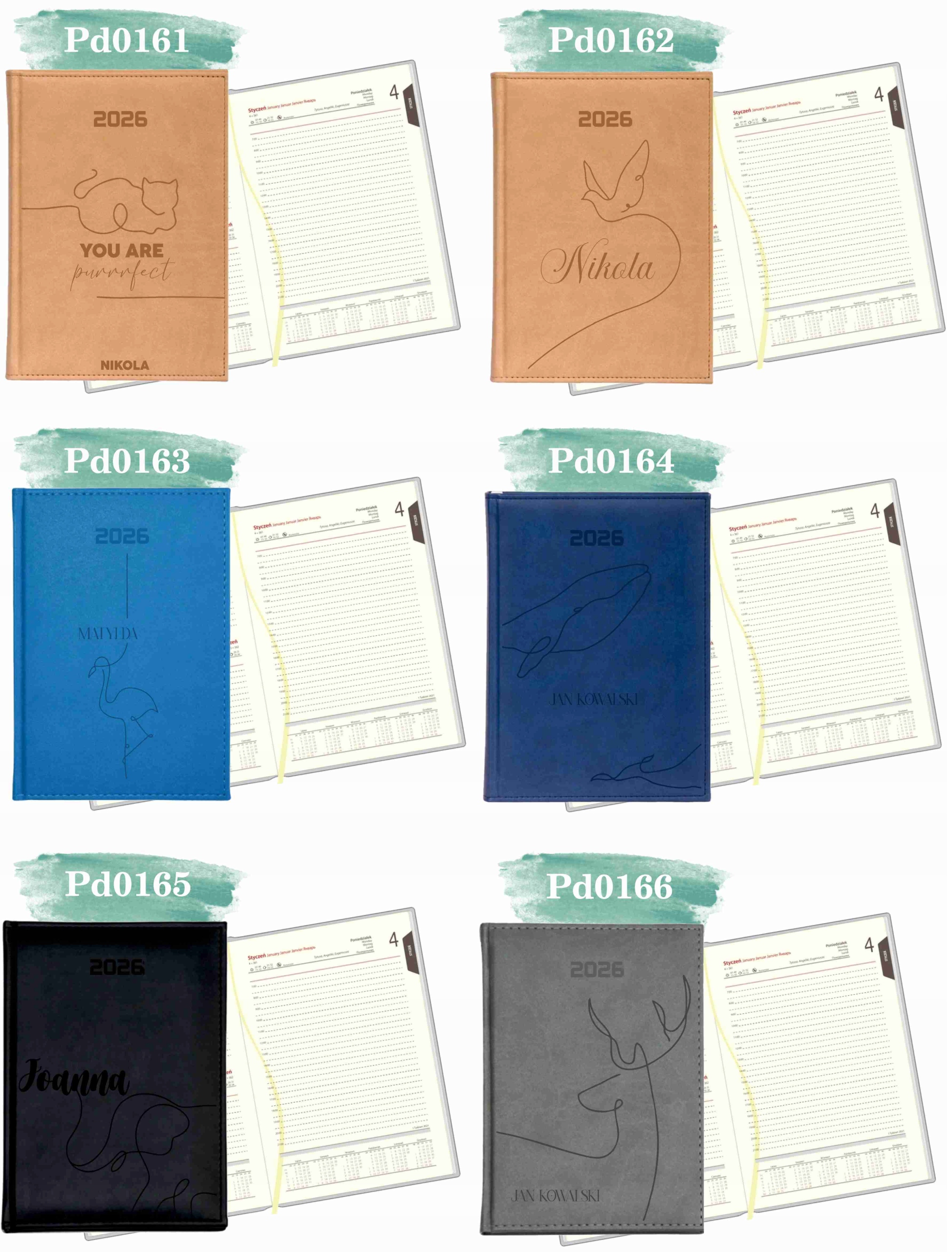 GRAWEROWANY KALENDARZ DZIENNY terminarz A5 2026 prezent dla weterynarza