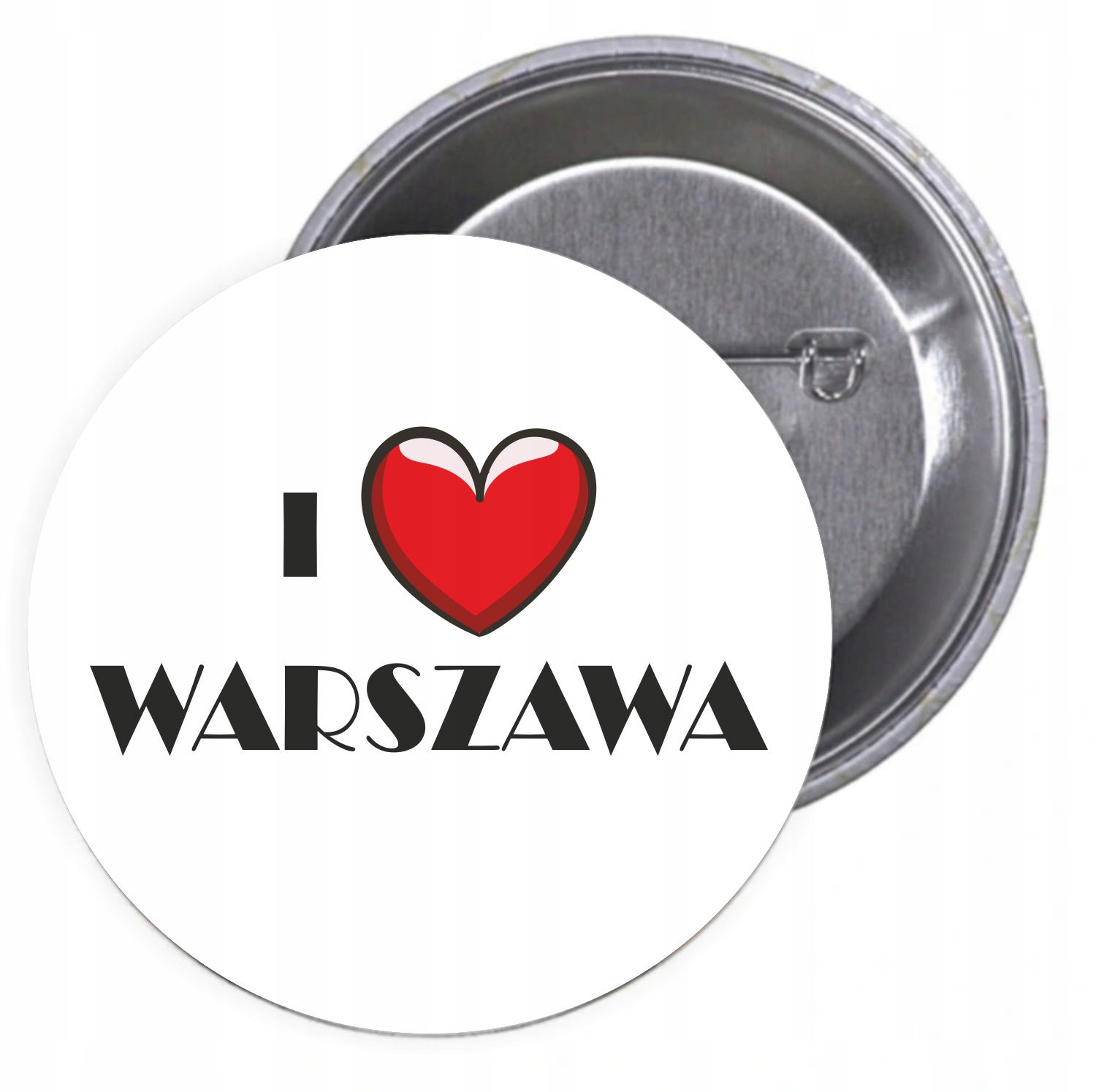 Przypinki buttony I LOVE WARSZAWA z grafiką TANIO