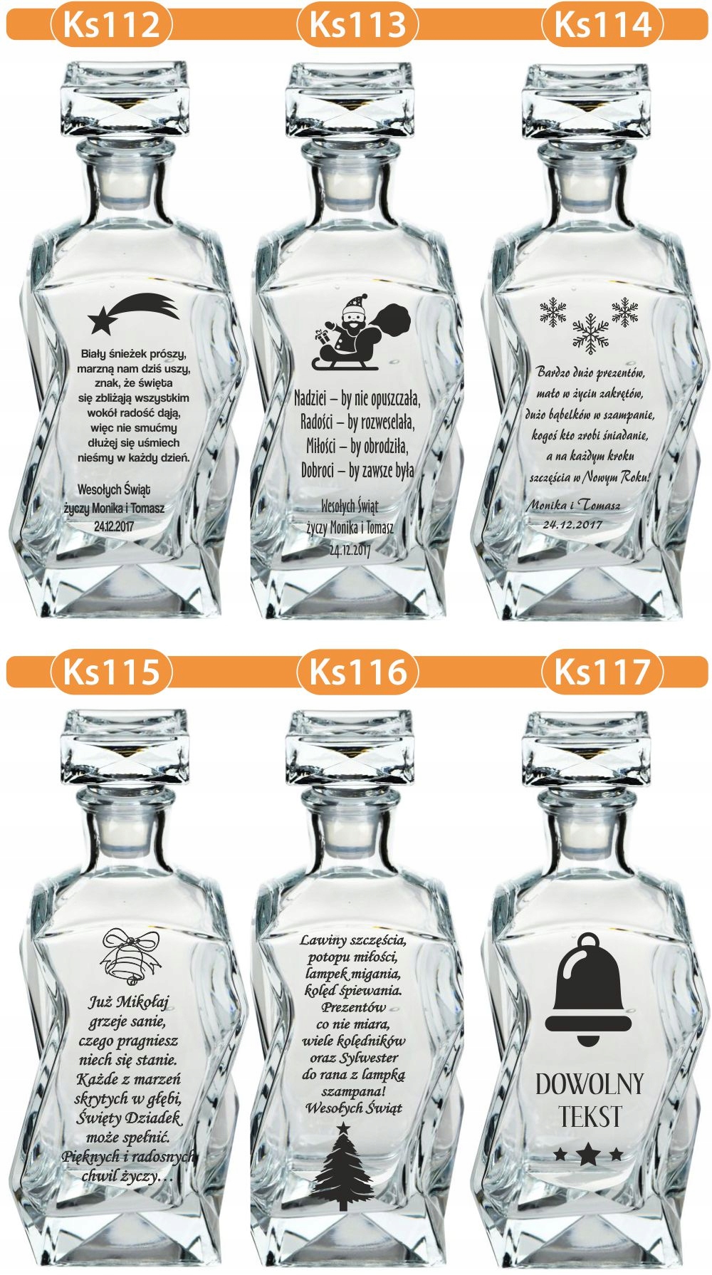 KARAFKA podziękowania dla rodziców świadków grawer