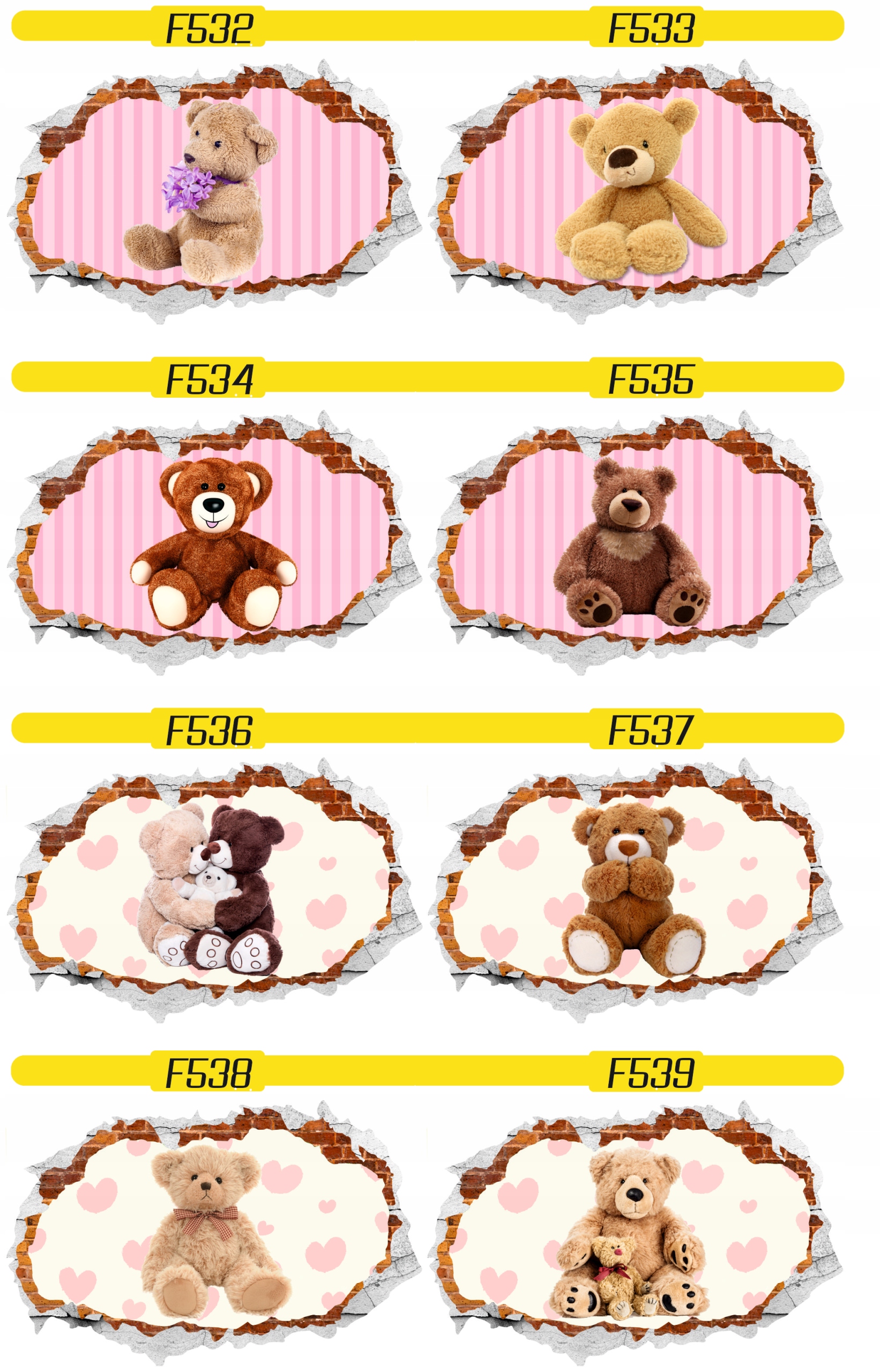 Naklejka samoprzylepna efekt 3D pluszowe misie HIT