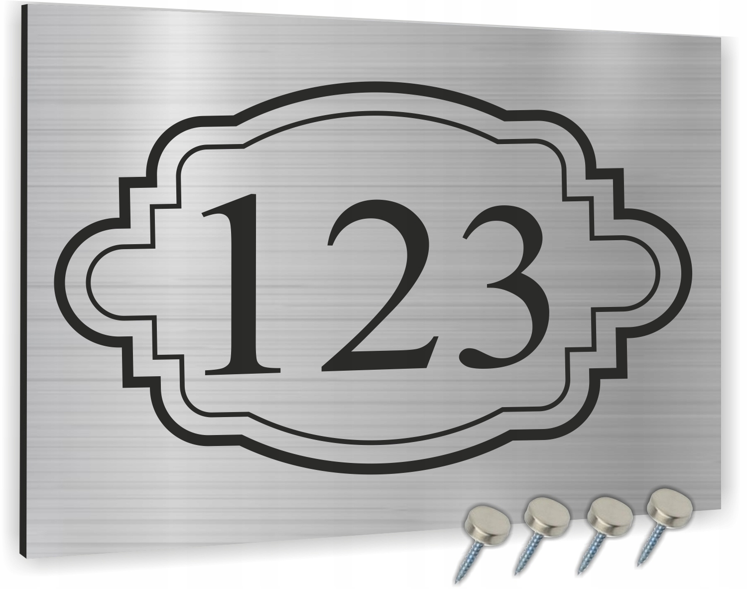 NUMER NA BUDYNEK dom Tabliczka INOX ALUMINIUM 3D