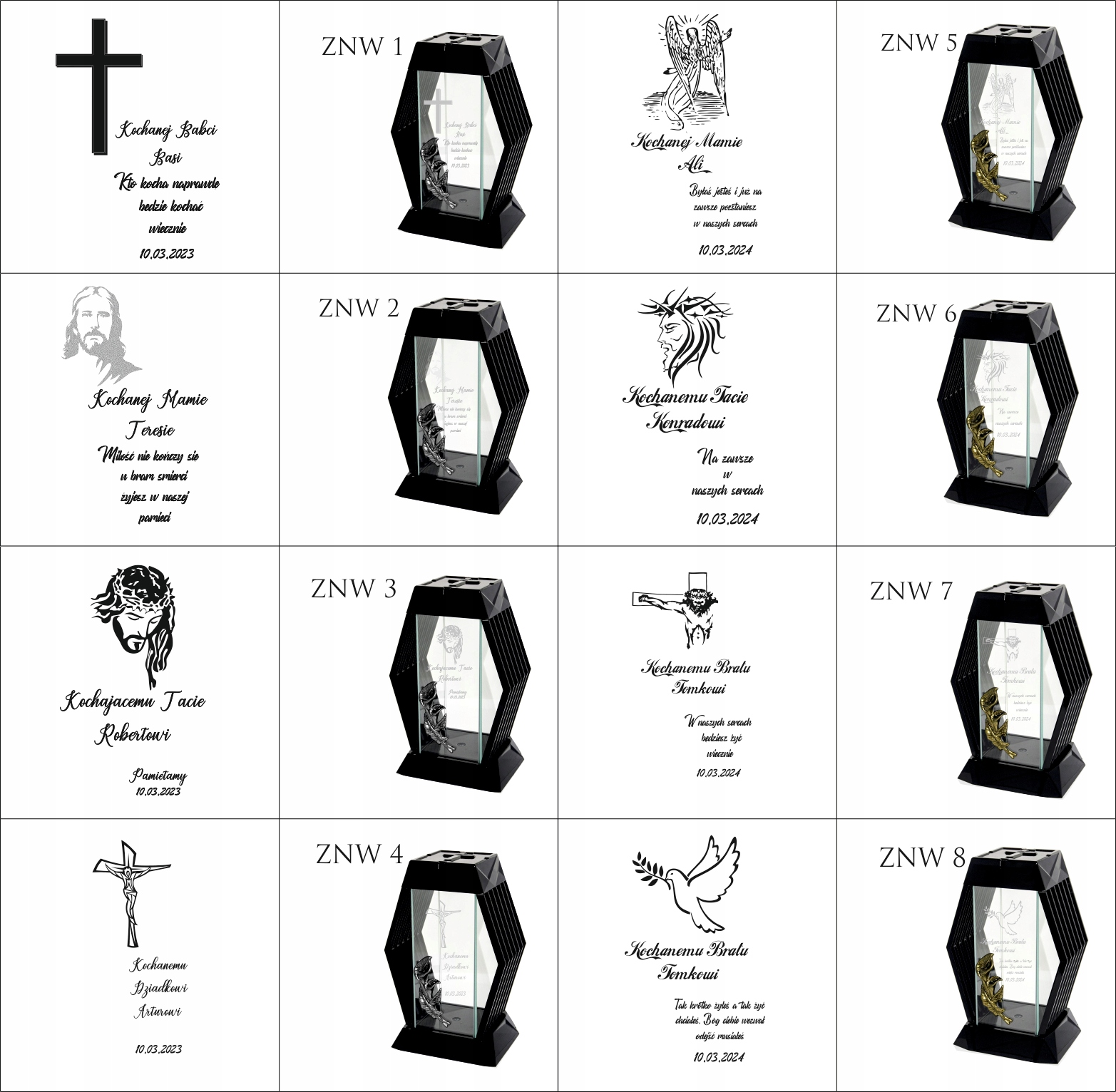 NOWOCZESNY ZNICZ z grawerem personalizowany twój napis kochanym dziadkom