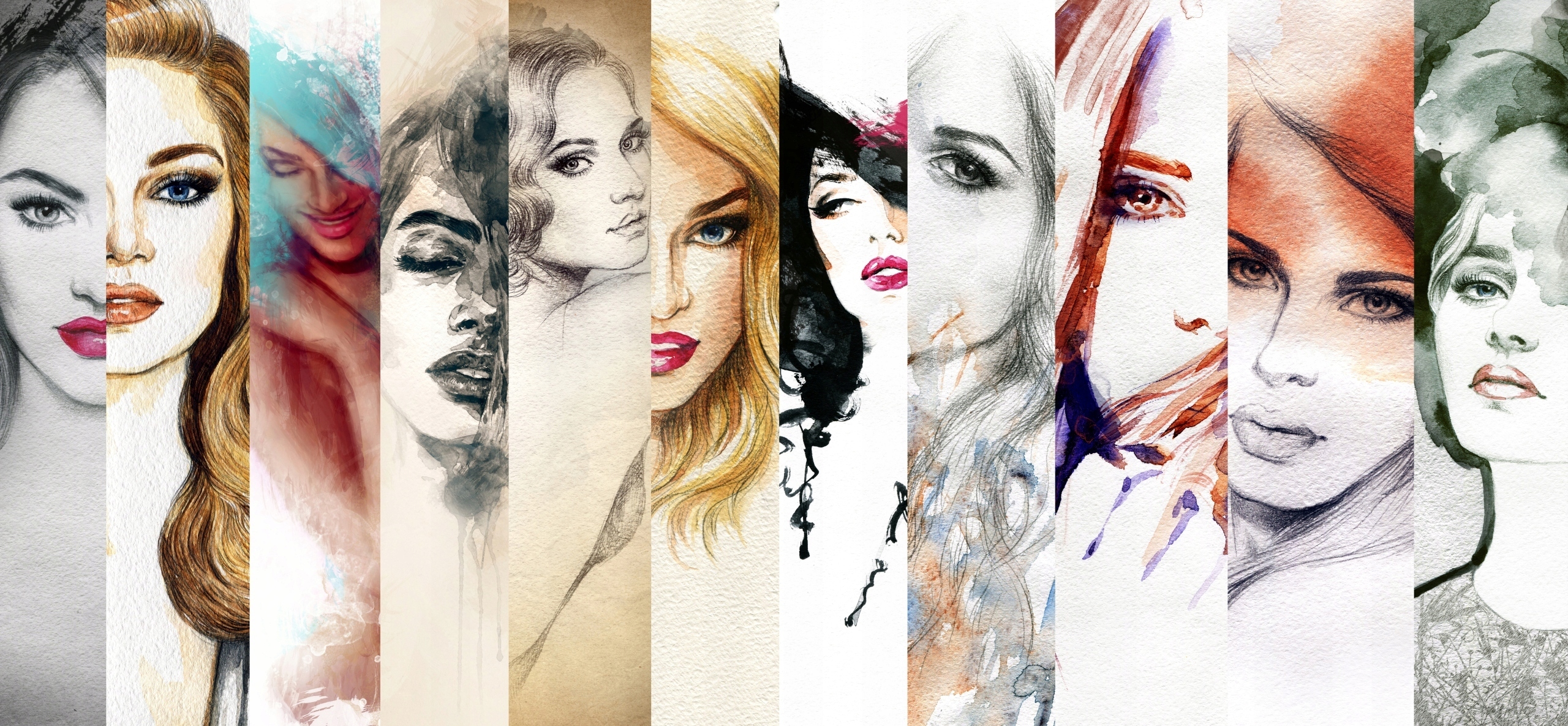 FOTOTAPETA MALUNKI TWARZE KOBIET PORTRET