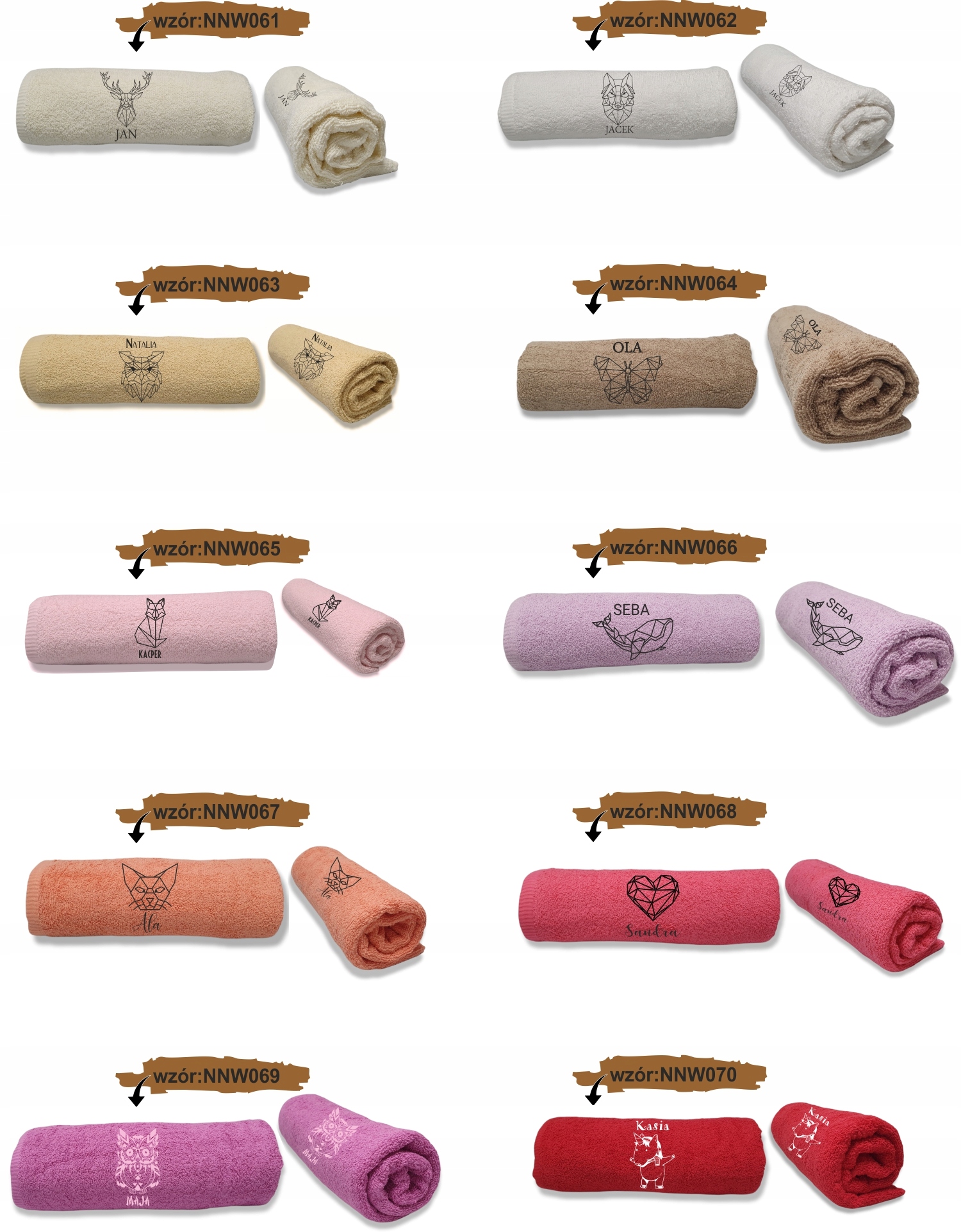 Ręcznik do przedszkola szkoły Z HAFTEM IMIENIEM personalizowane