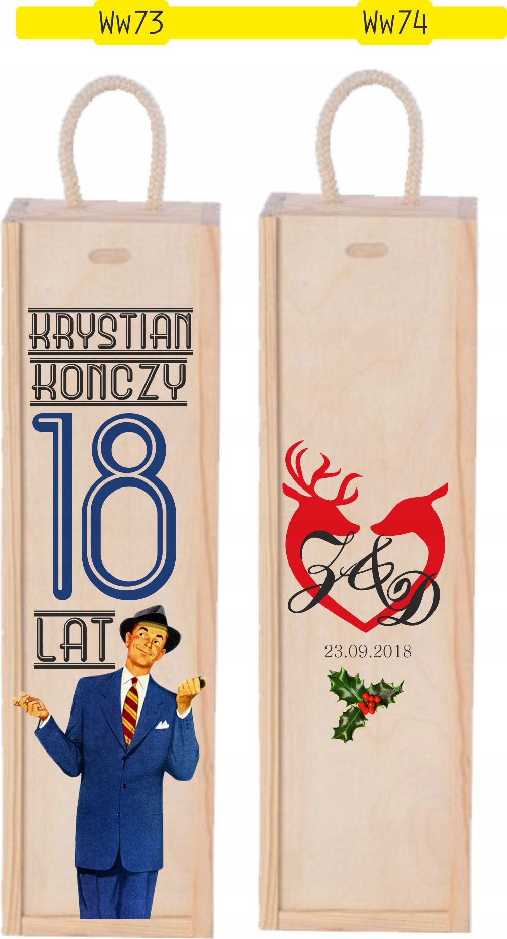 SKRZYNKA NA WINO prezent Mikołajki Święta nadruk