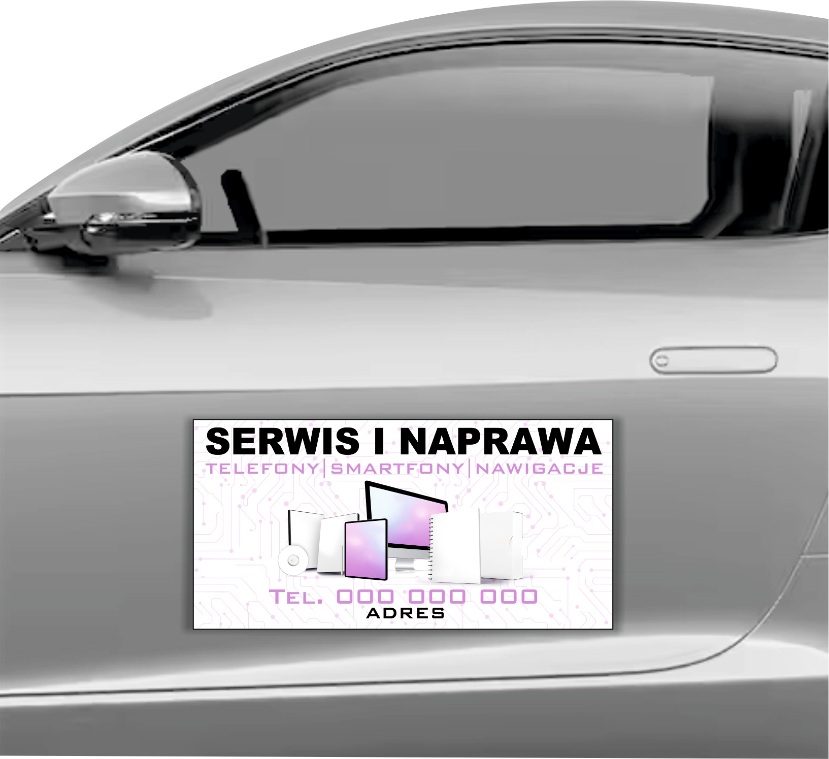 MAGNES NA SAMOCHÓD auto MATA MAGNETYCZNA REKLAMOWA 60X30 cm serwis naprawa