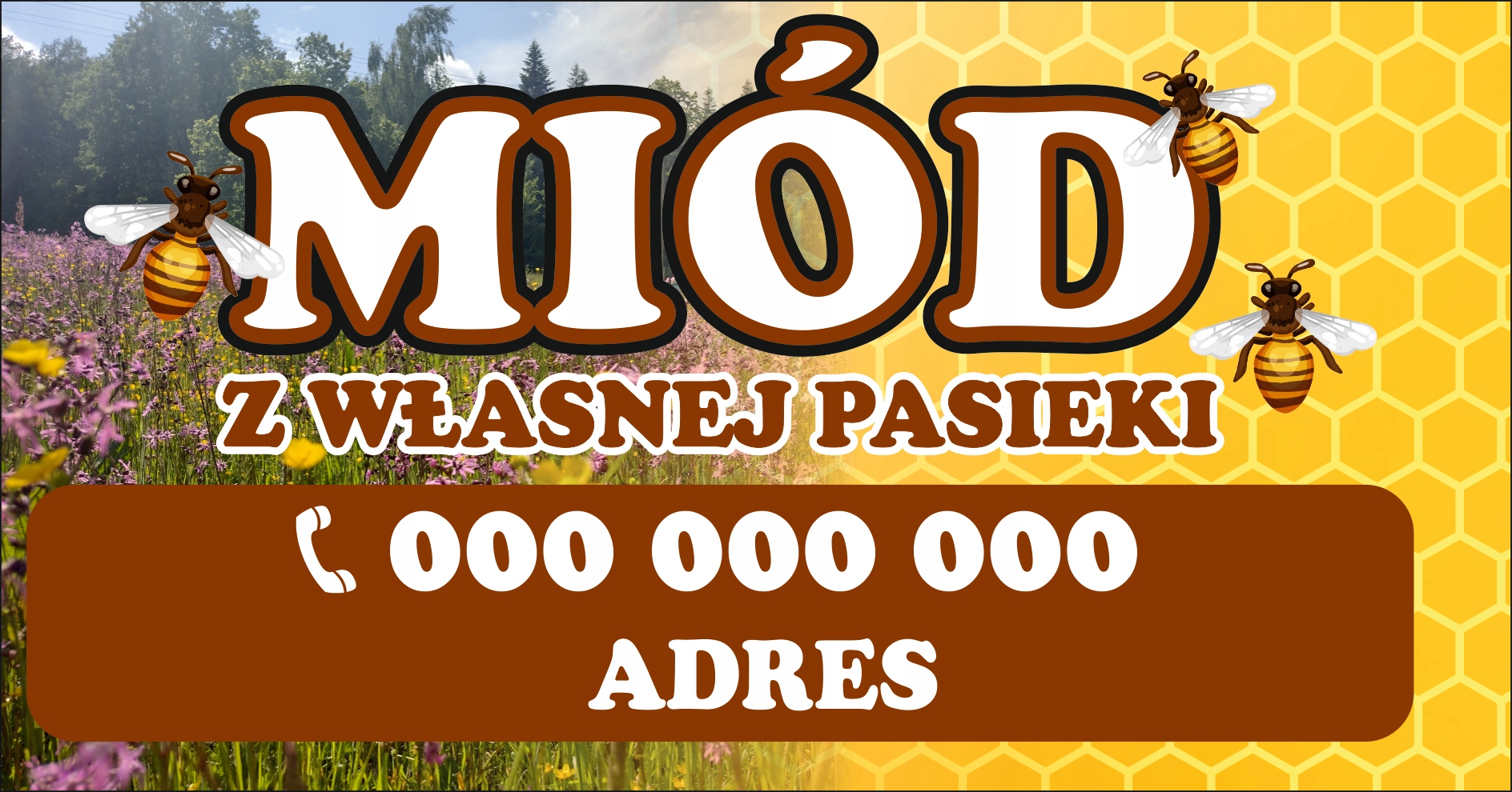 BANER BILLBOARD reklama 80x130 cm plandeka MIÓD