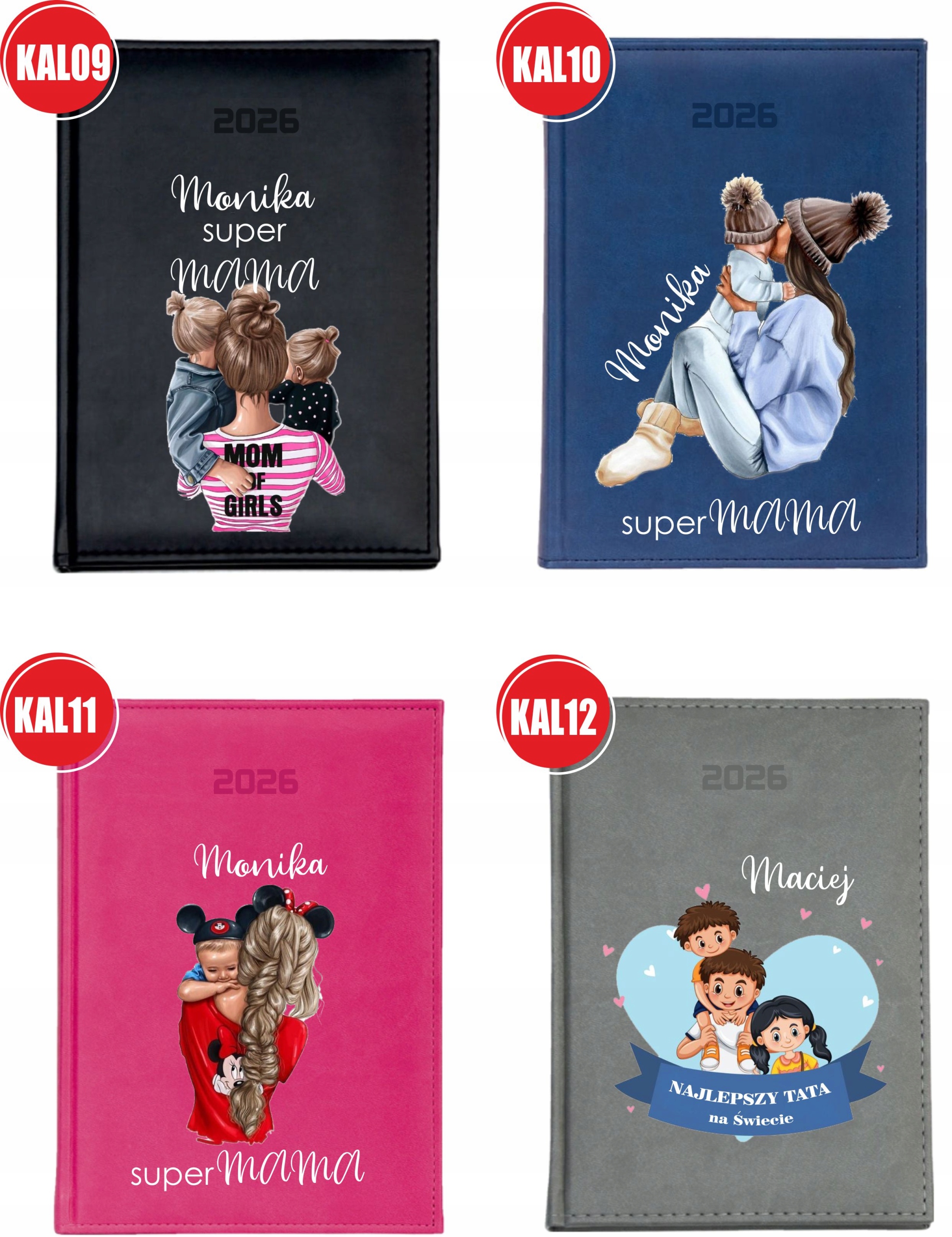 KALENDARZ A4 2026 DZIENNY terminarz nadruk PREZENT NA DZIEŃ MAMY