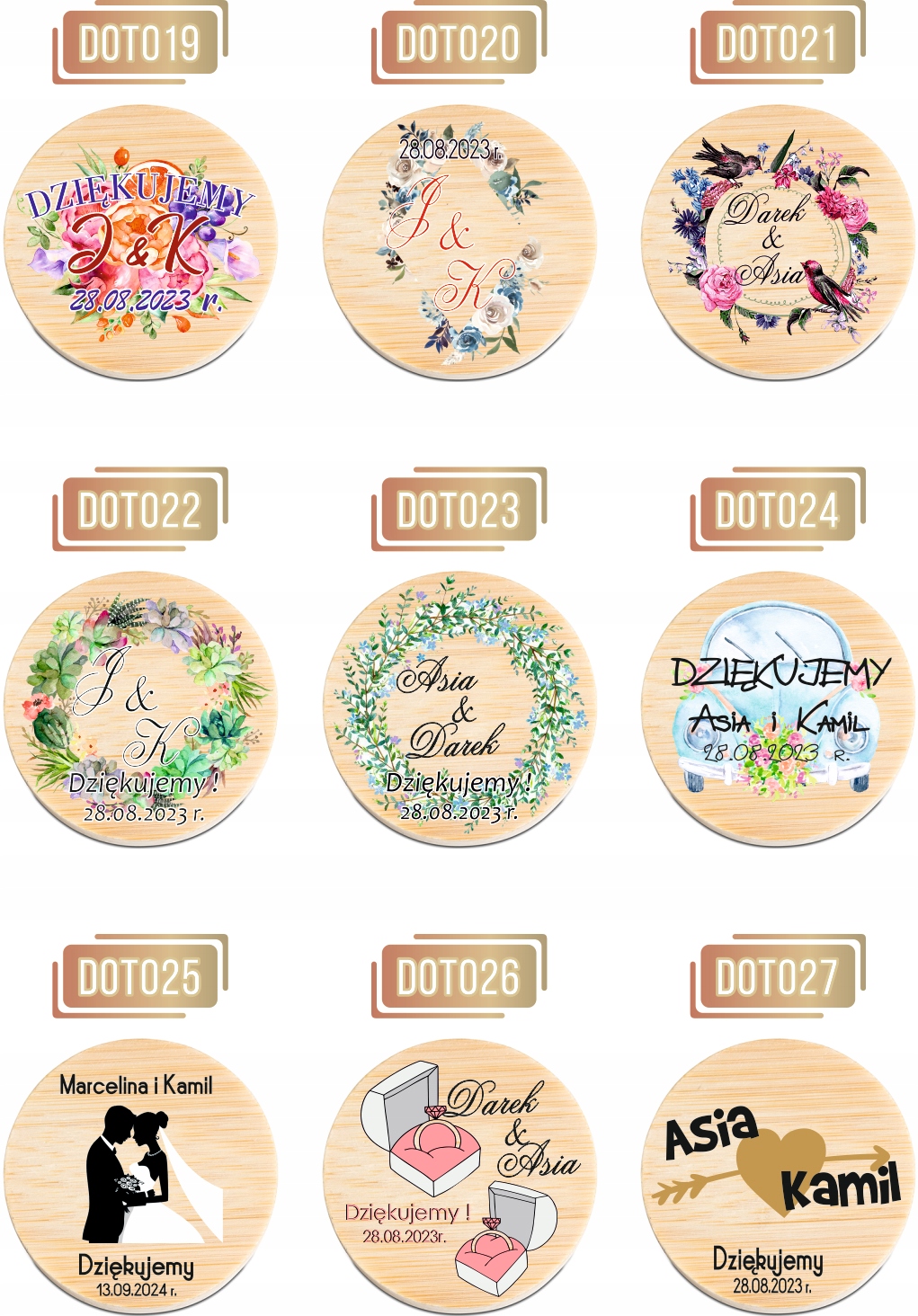 OTWIERACZ DREWNIANY magnes z waszym zdjęciem PODZIĘKOWANIE NA WESELE ŚLUB