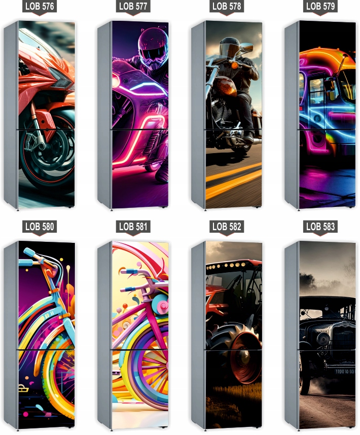 Naklejka samoprzylepna okleina na lodówkę 210x70 cm wyścigi samochodowe