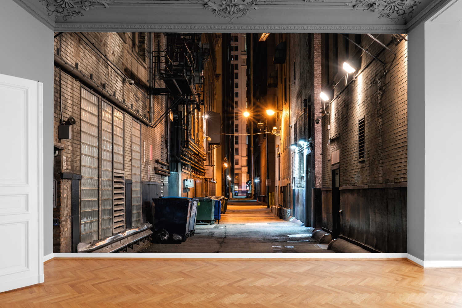 Fototapeta ULICZKA MIASTO NOCĄ ZABUDOWA 200x130