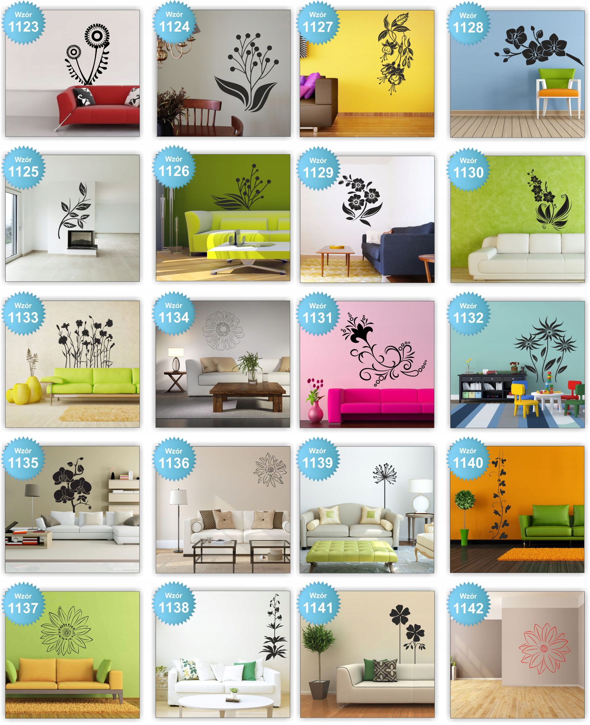 NAKLEJKI ścienne NAKLEJKA kwiaty floral ŚCIANĘ 120