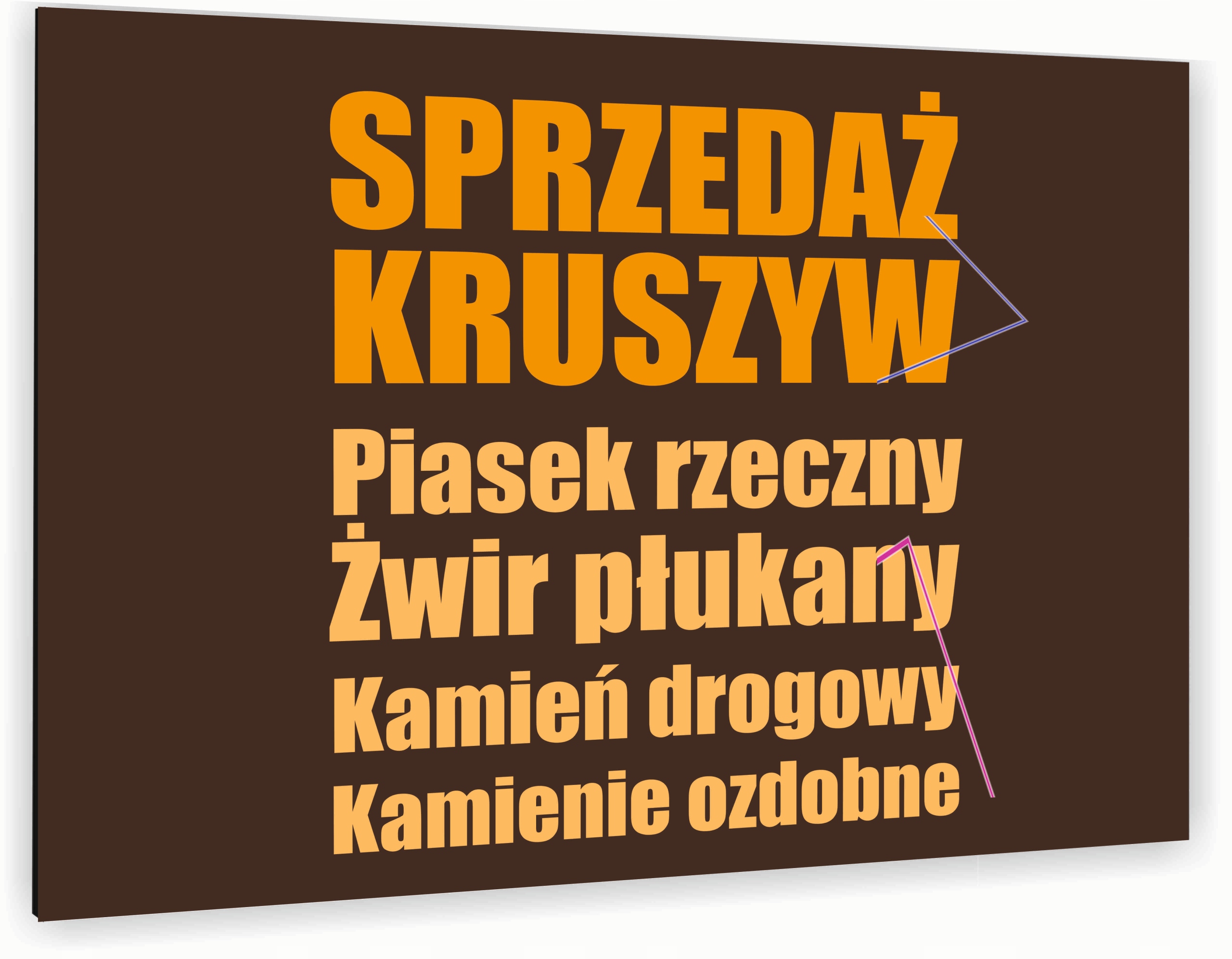 nadruk UV TABLICZKA reklamowa szyld SPRZEDAŻ KRUSZYW DIBOND 40x30 cm