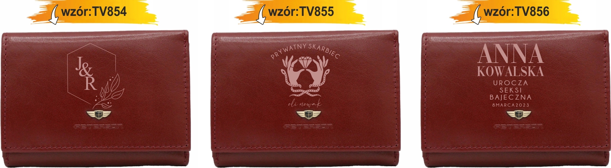 Portfel damski skórzany z GRAWEREM prezent na walentynki Z INICJAŁAMI