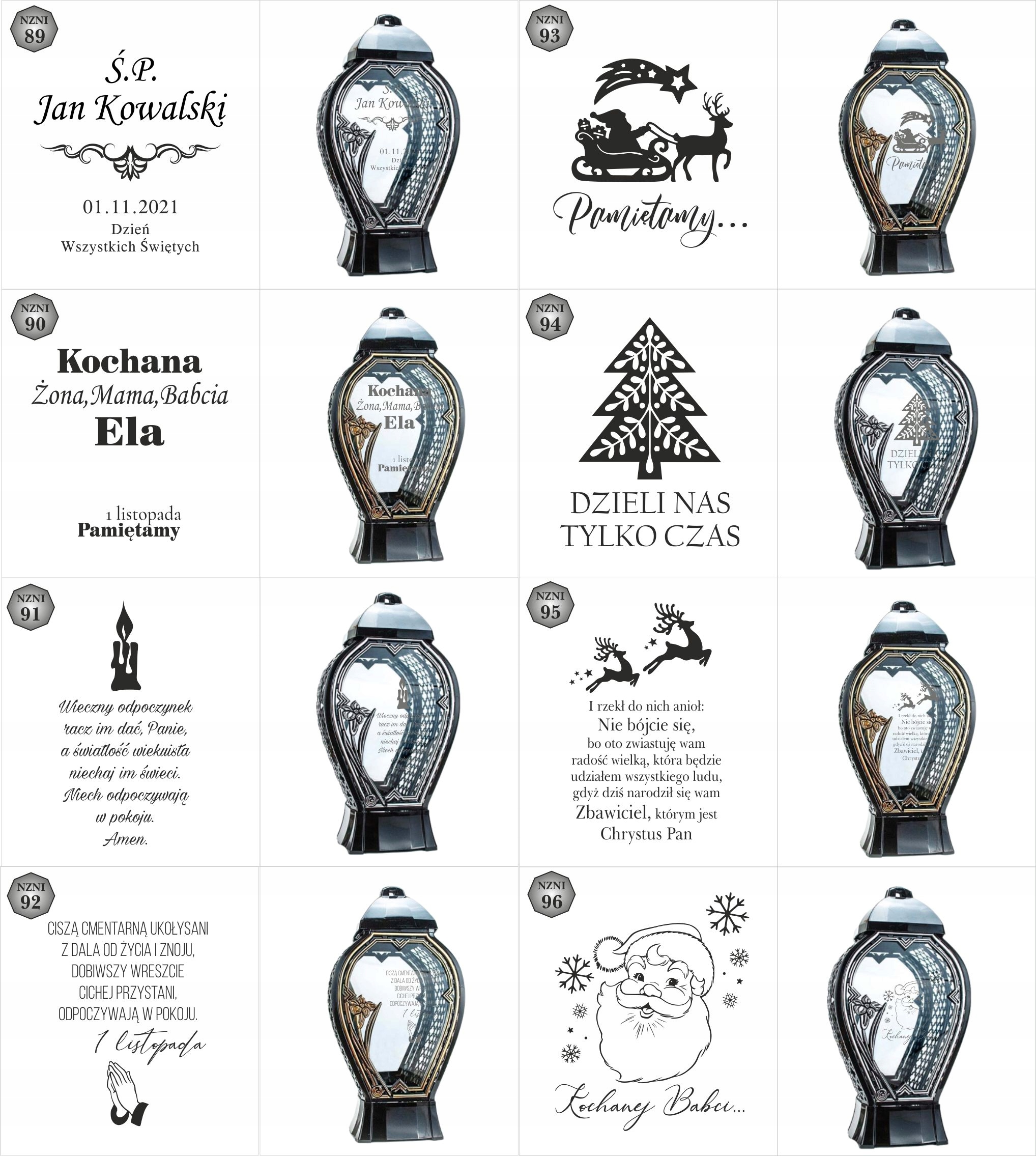 Latarenka nagrobna z imieniem i datą nowoczesny znicz wszystkich świętych