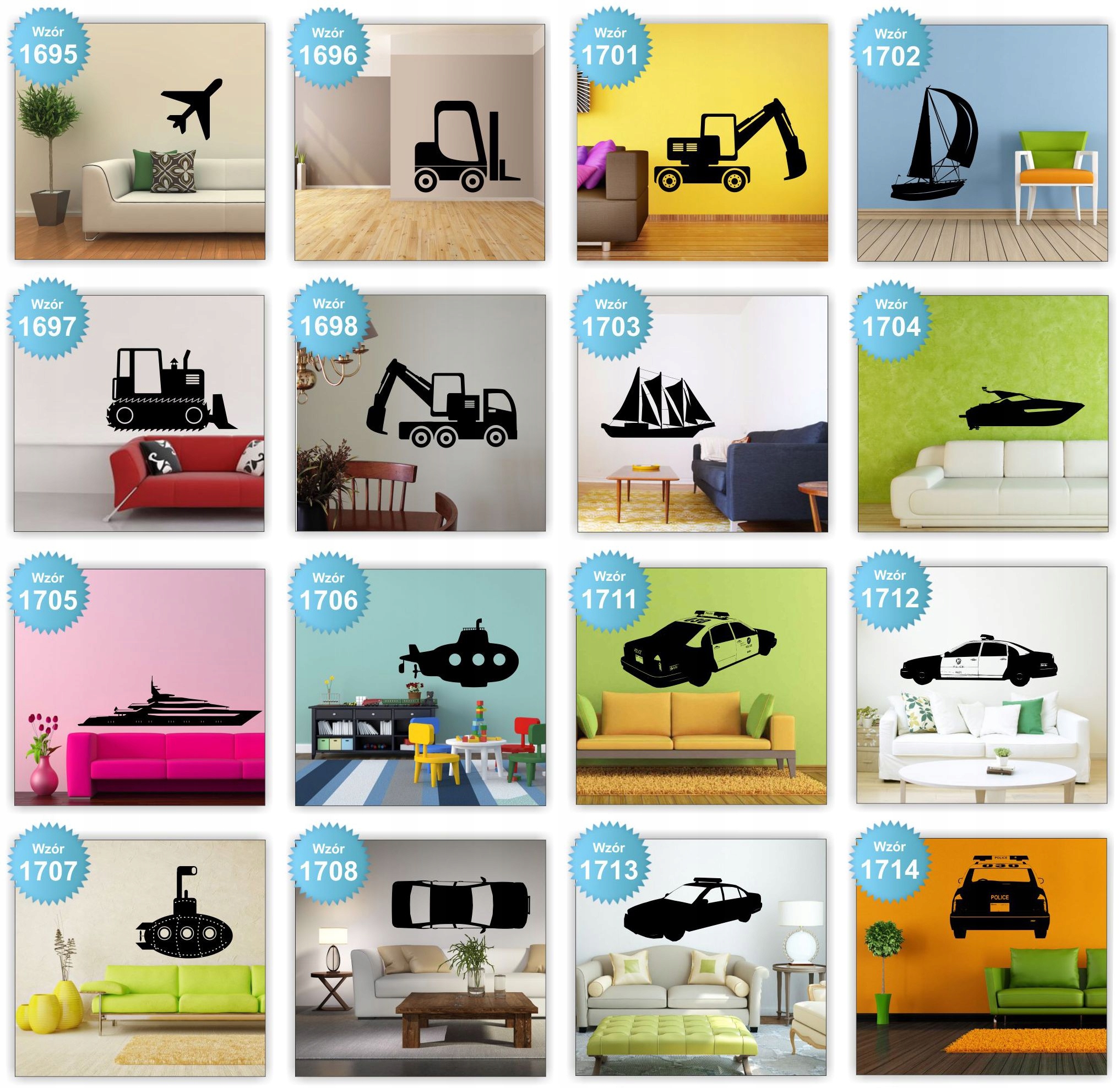 Naklejki na ścianę ścienne SAMOCHODY AUTA 120cm