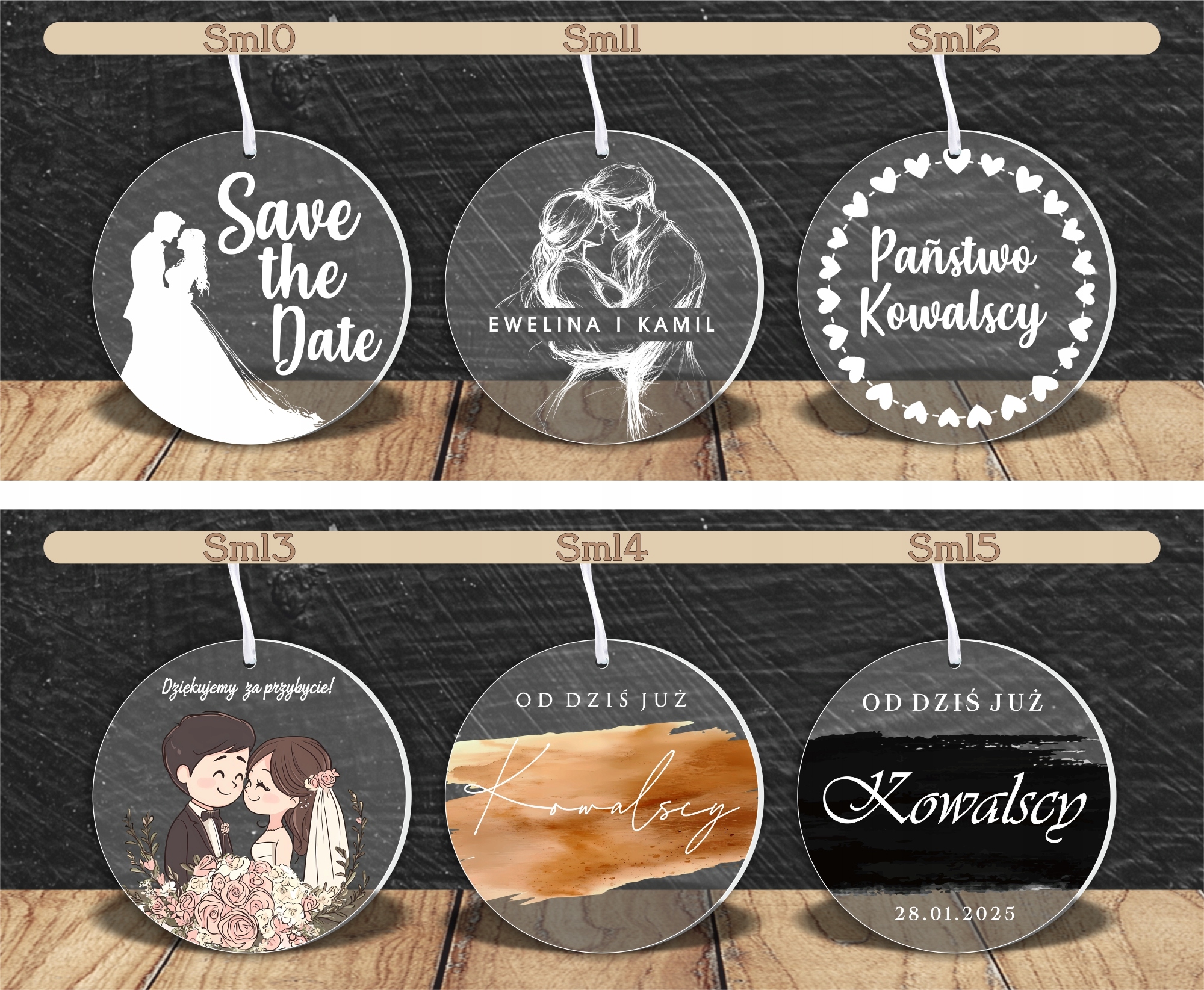 MEDAL z PLEXI nadrukiem UV PODZIĘKOWANIE DLA GOŚCI NA WESELE TWÓJ NAPIS