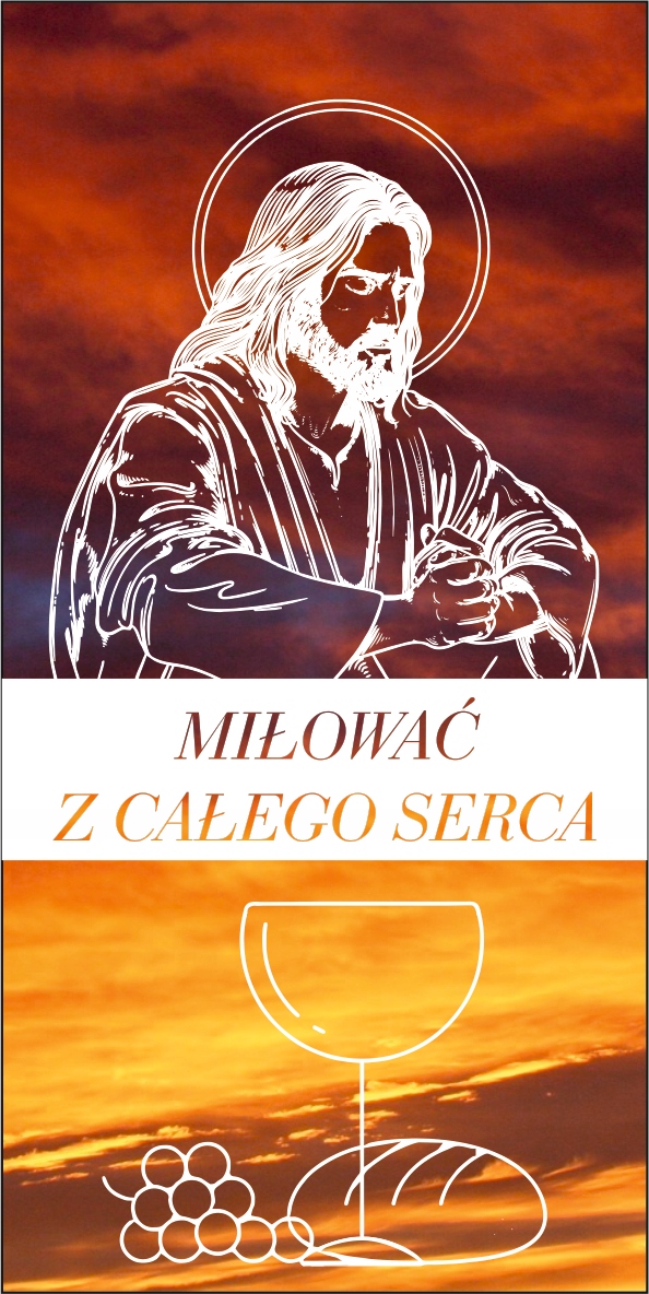 Baner religijny 200x100 cm Dekoracja boże ciało miłować z całego serca