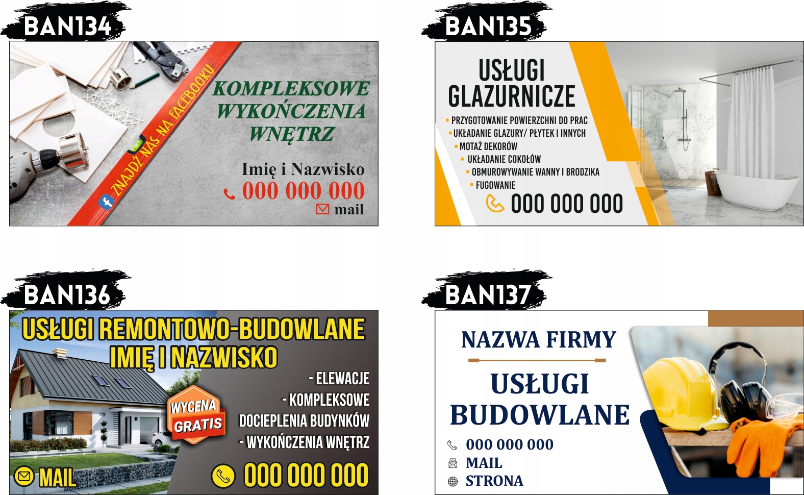 BANER REKLAMOWY OCZKOWANY 200x100 RÓŻNE WZORY WYNAJEM SZALUNKÓW