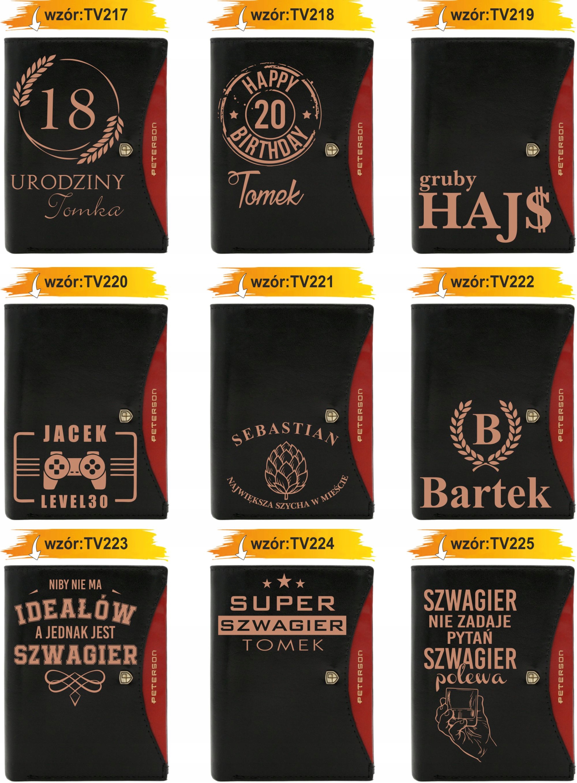 Portfel męski skórzany GRAWEROWANY prezent dla brata twój napis tekst