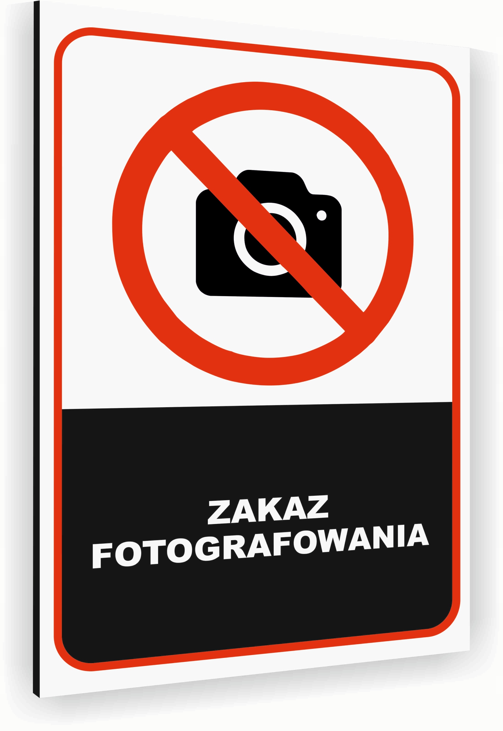 Tabliczka znak informacyjny 40x30 Biała ZAKAZ FOTOGRAGOWANIA Aluminiowa