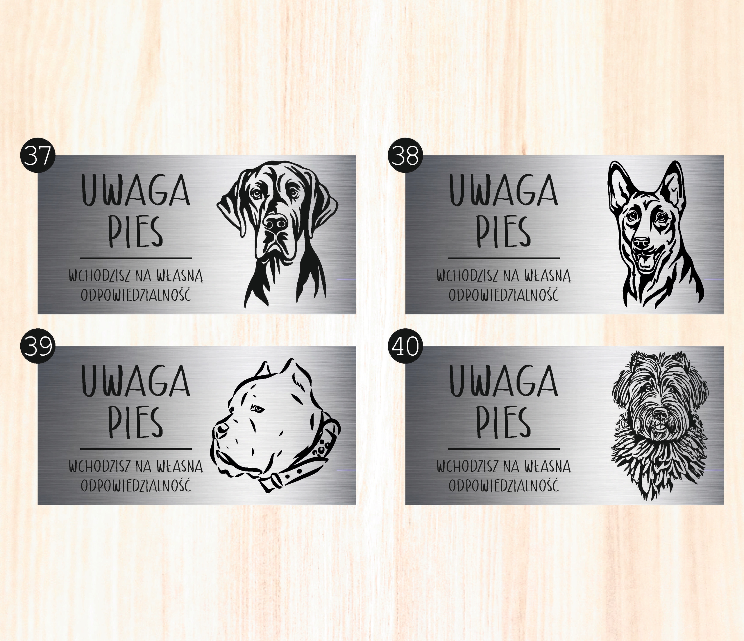 Tabliczka 20x10 cm UWAGA PIES Amerykański pitbuler LAMINAT Z GRAWEREM