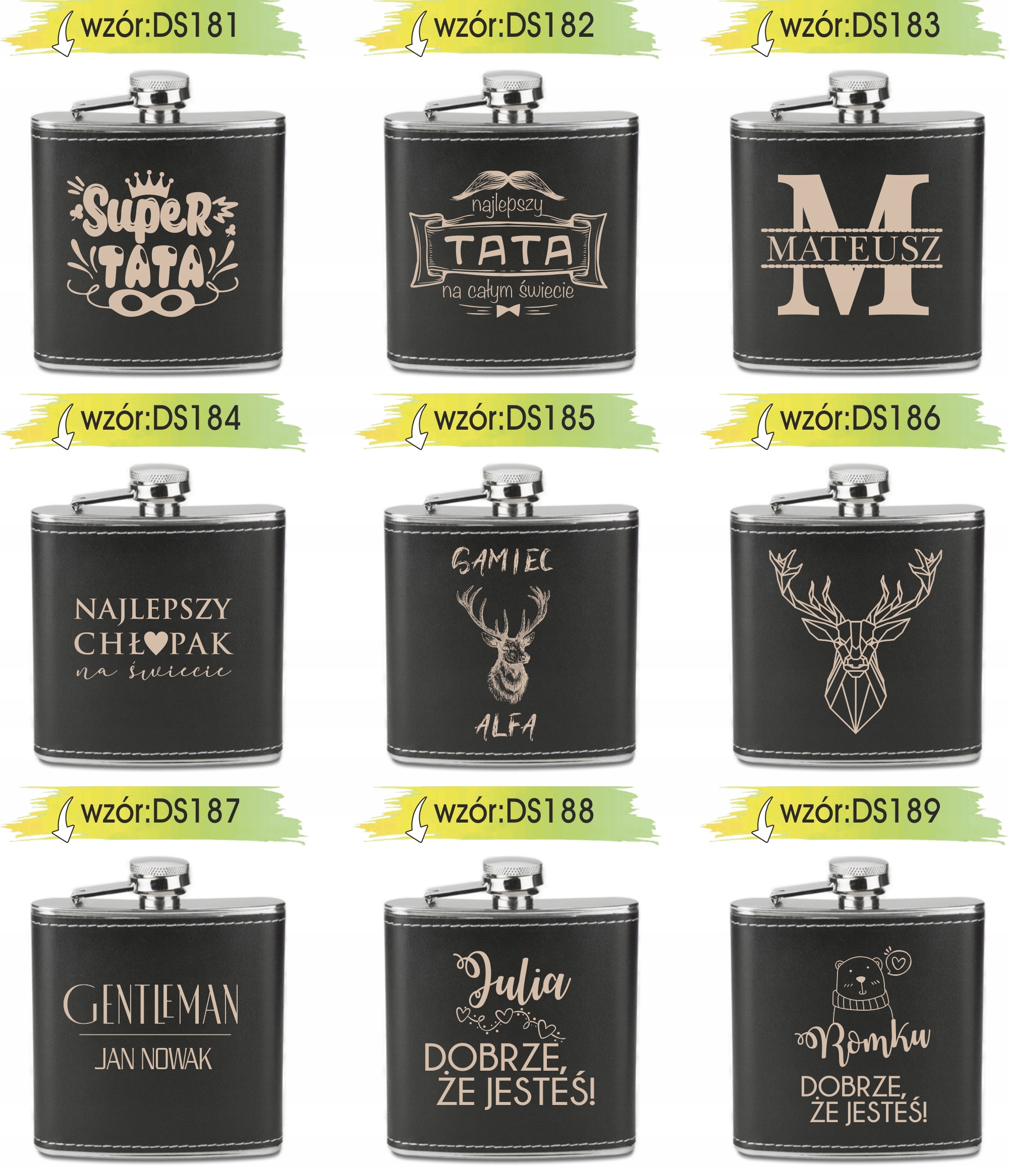 GRAWEROWANA Piersiówka 180 ml personalizowany prezent na dzień dziadka