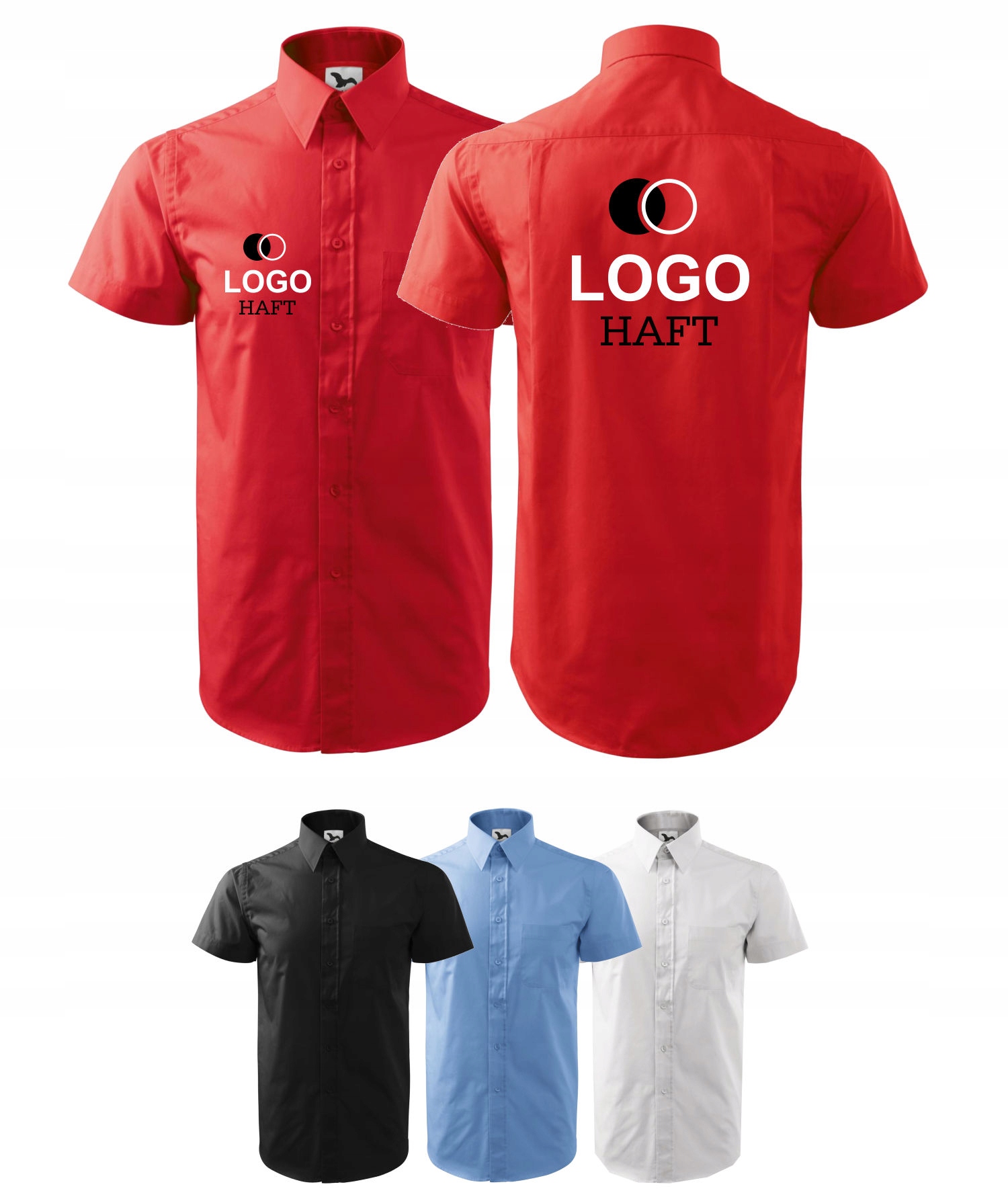 KOSZULA Z WŁASNYM HAFTEM NADRUKIEM LOGO Reklamą