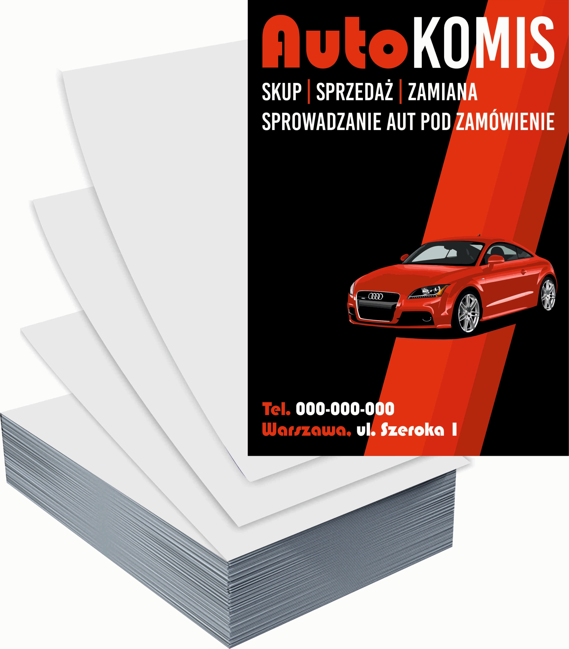 Ulotki A5 reklamowe firmowe 5000szt projekt w cenie AUTO KOMIS