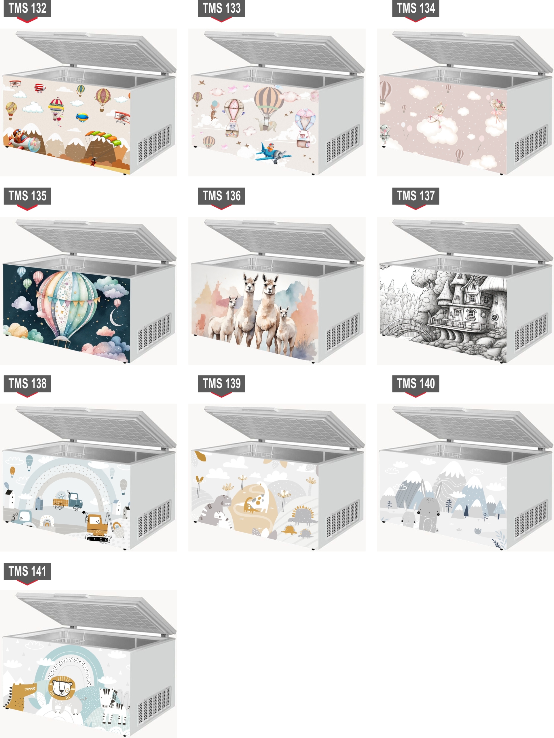 Naklejka samoprzylepna na zamrażarkę zmywarkę pralkę AKWARELOWE ZWIERZĘTA