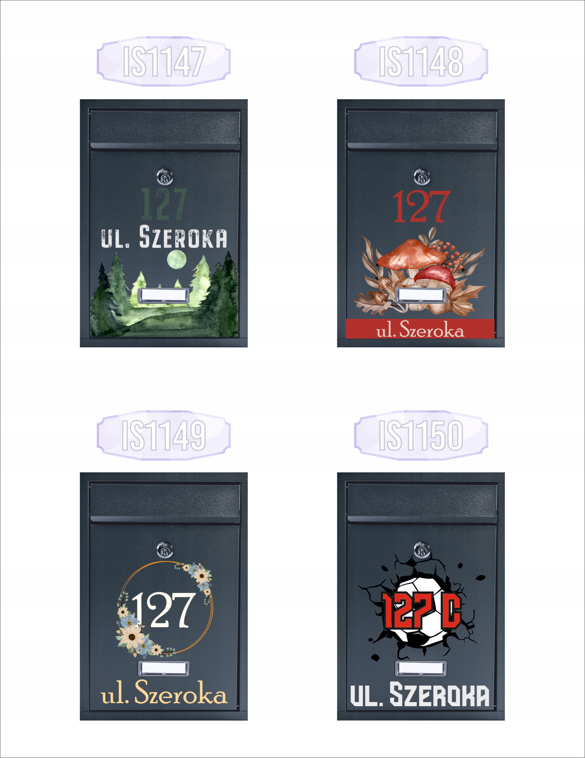 SKRZYNKA NA LISTY POCZTOWA stal z nadrukiem UV adres numer domu miejscowość