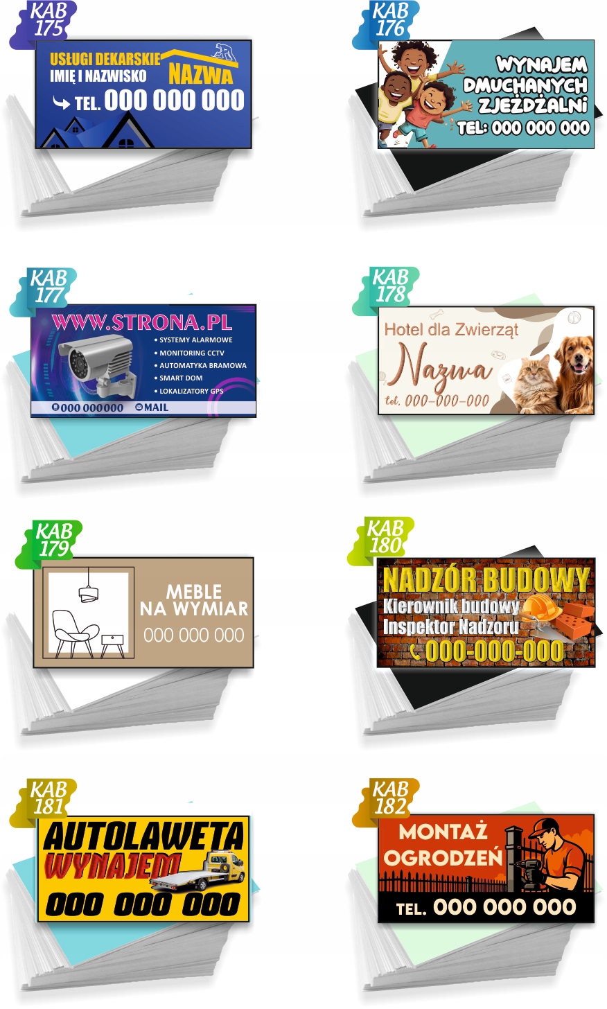 Wizytówki firmowe 200 szt RÓŻNE WZORY do wyboru BORÓWKA AMERYKAŃSKA