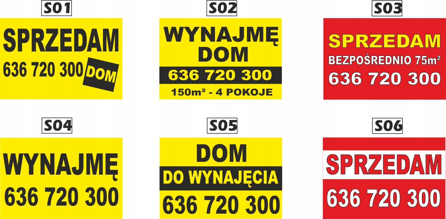 Tablica Szyld SPRZEDAM DOM DO WYNAJĘCIA 60x40cm