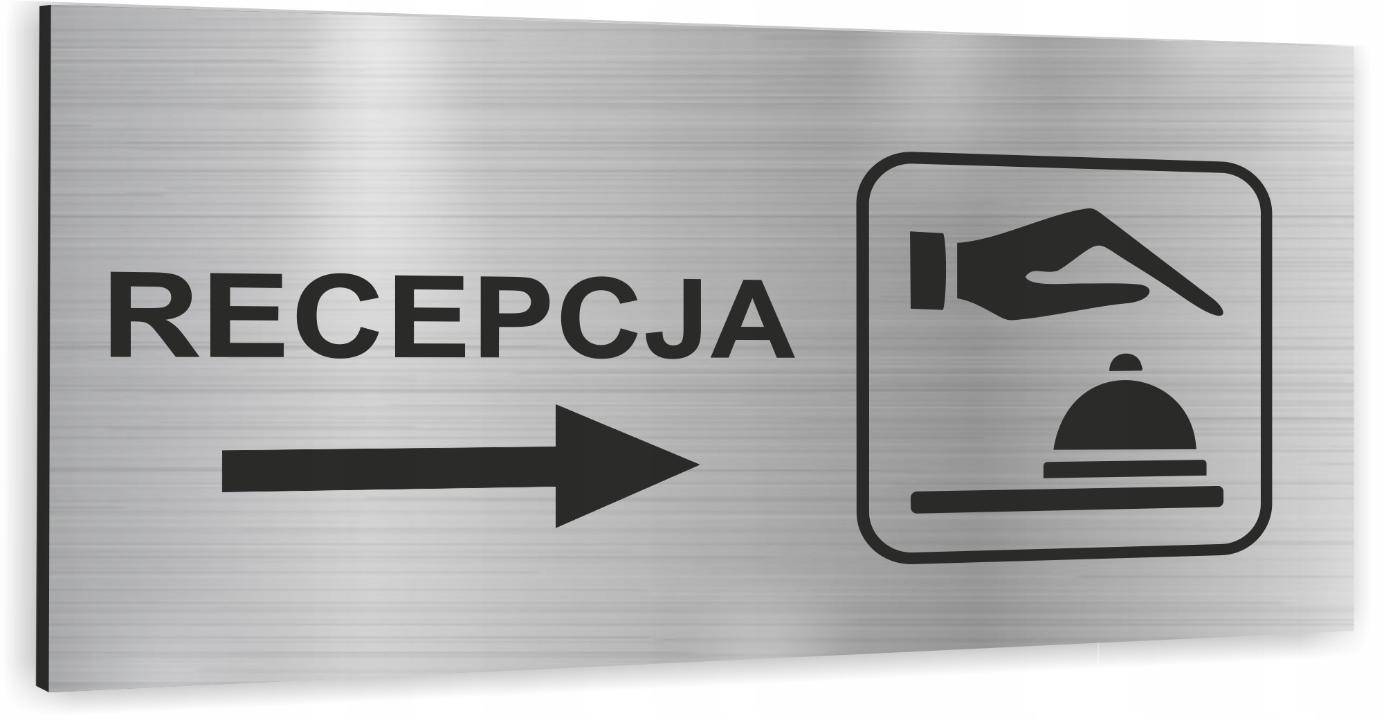 Tabliczka informacyjna przy drzwiowa RECEPCJA Tablica nierdzewna srebrna