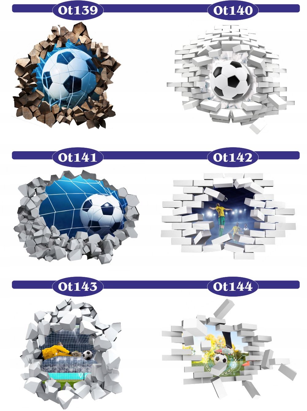 Naklejka samoprzylepna piłka nożna piłkarska 3D