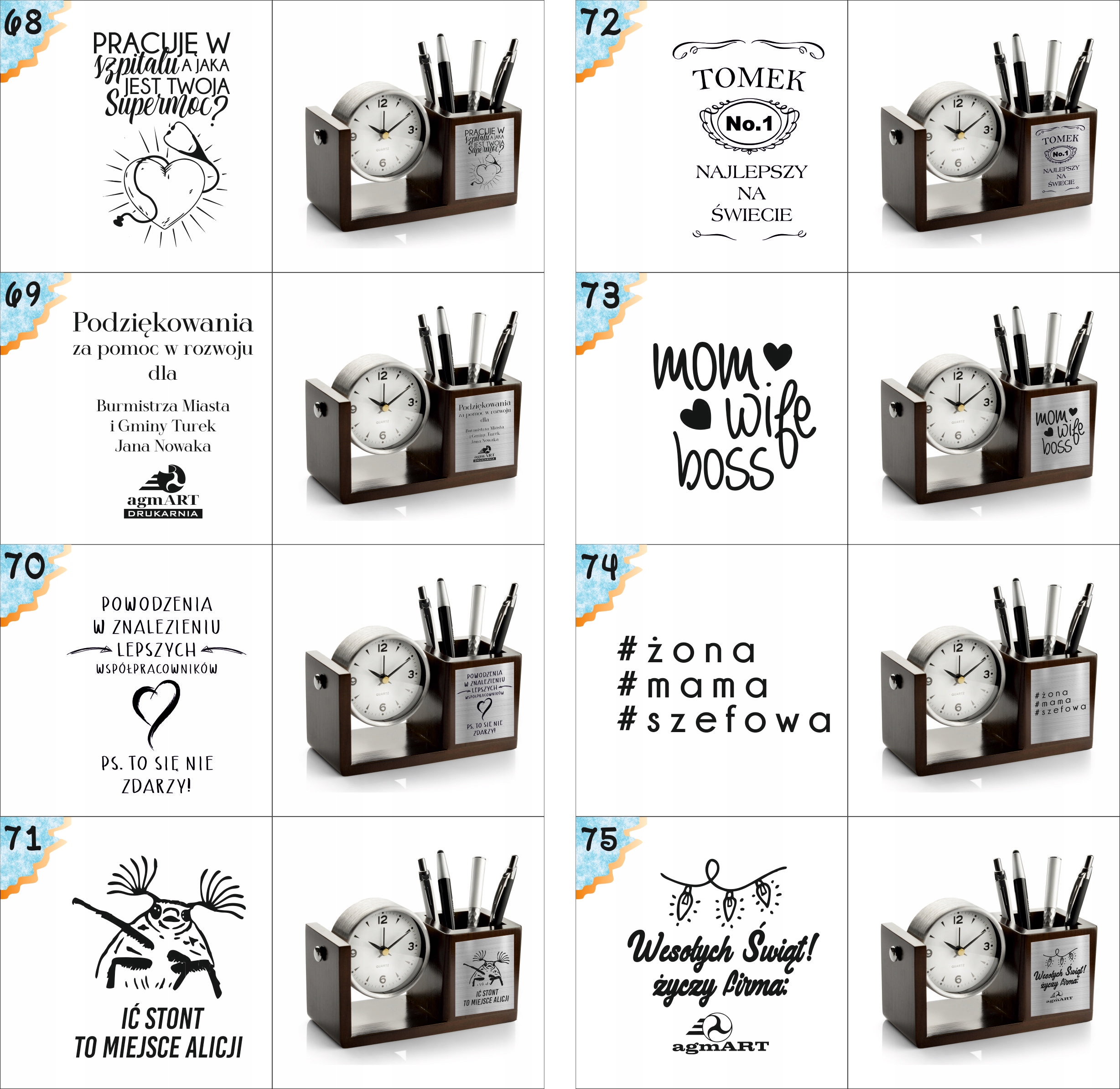 Nowoczesny przybornik z zegarem z Twoim tekstem imieniem DLA KSIĘGOWEJ