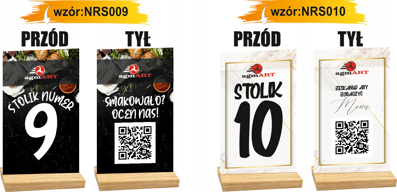 NUMER STOLIKA RESTAURACJA KOD QR LOGO z nadrukiem dużo wzorów