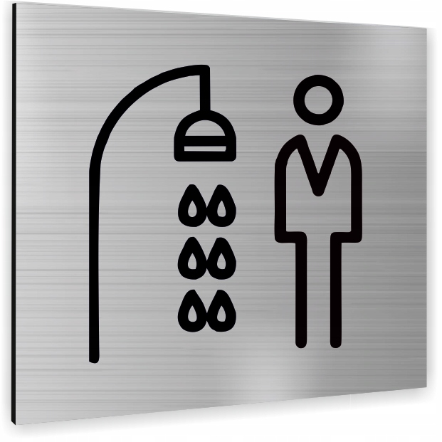 Tabliczka PRYSZNIC MĘSKI NAPIS Tablica nierdzewna PIKTOGRAM ALUMINIUM