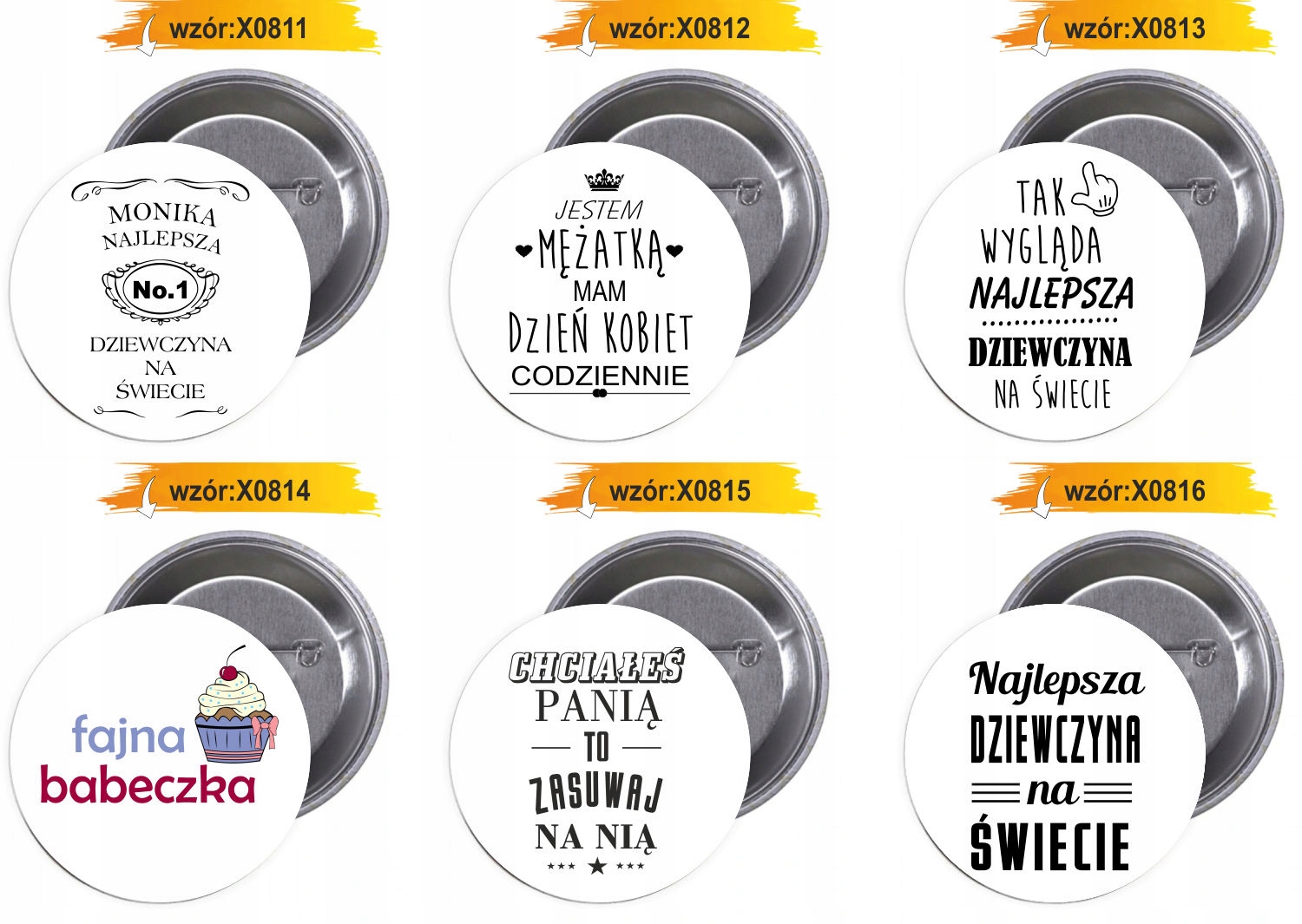 Przypinki buttony prezent na 8 marca hit Tanio