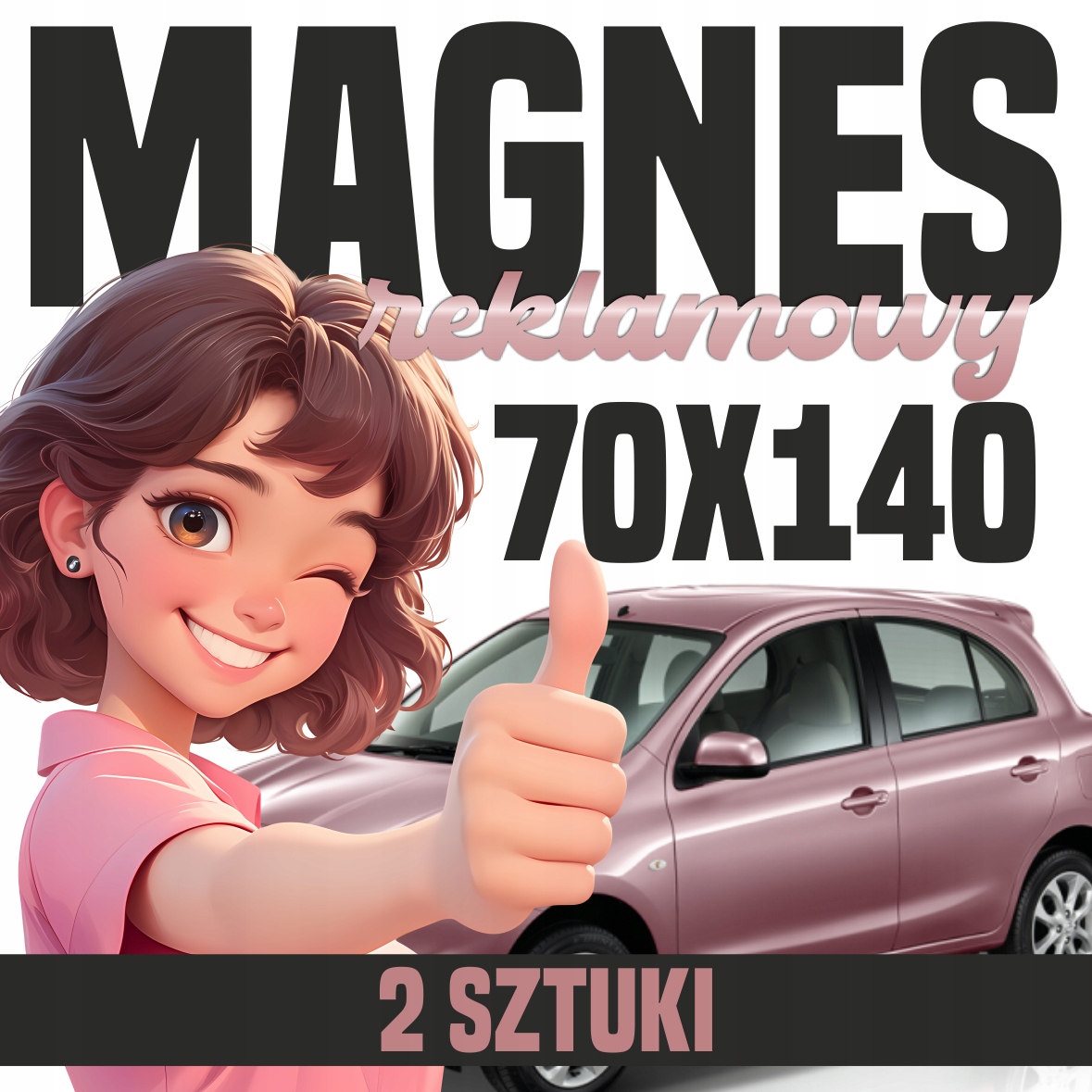 Mata Magnetyczna na Auto 70x140 cm - Profesjonalna Reklama magnes - 2 szt