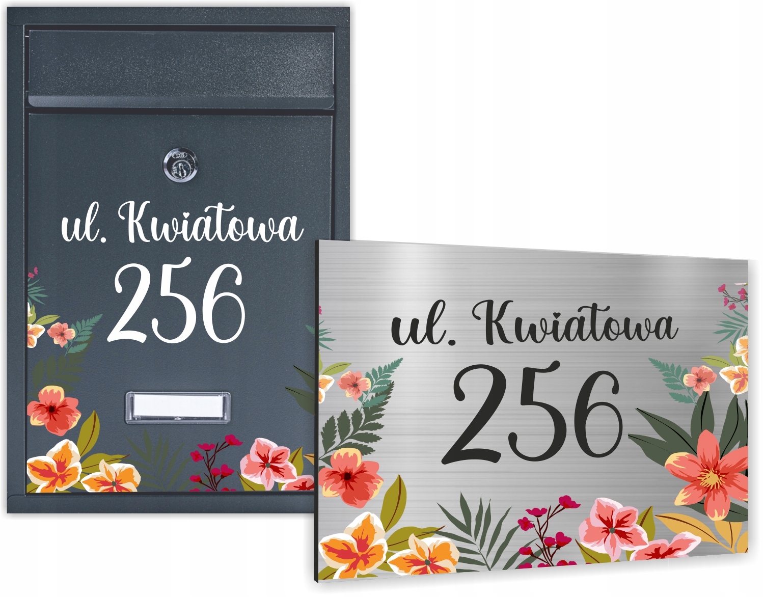 Skrzynka Pocztowa na listy z nadrukiem Numeru domu + Tablica adresowa ALU