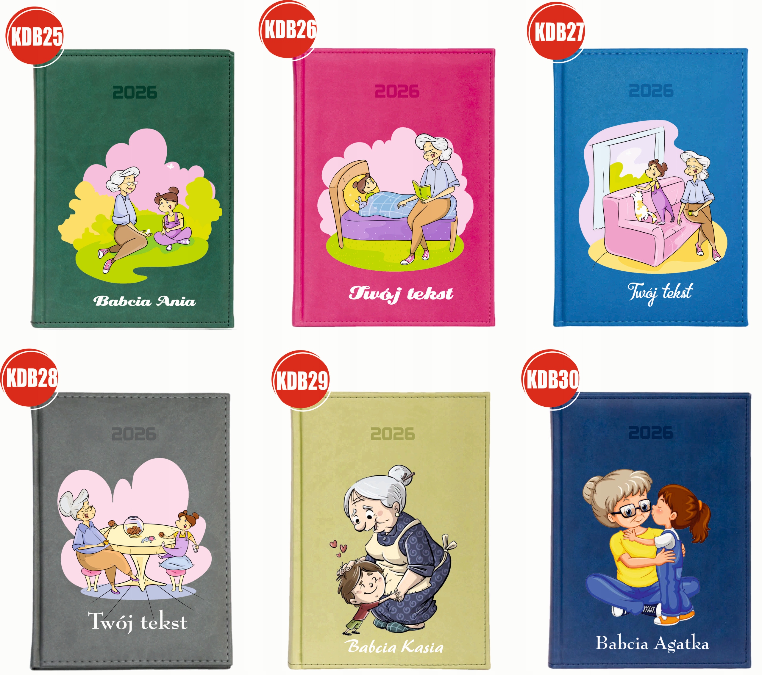 KALENDARZ A5 2026 DZIENNY terminarz Z NADRUKIEM na dzień babci planer