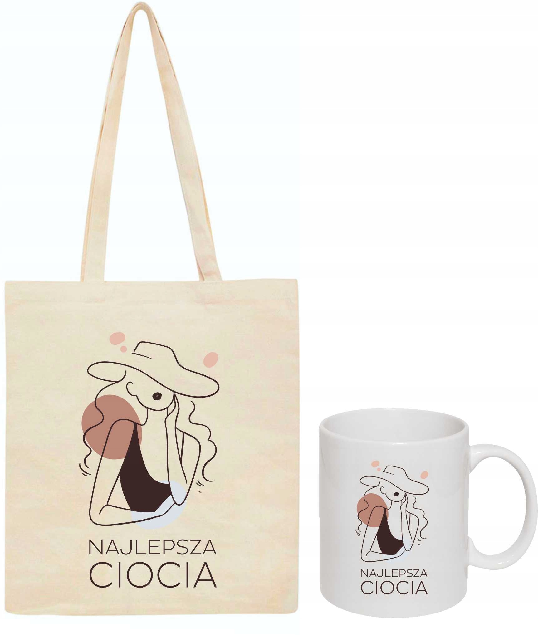 ZESTAW EKO TORBA + KUBEK NAJLEPSZA CIOCIA prezent